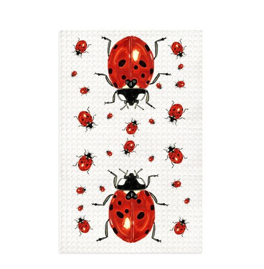 Lady Bug Microfiber Waffle Towel - Blue Cava