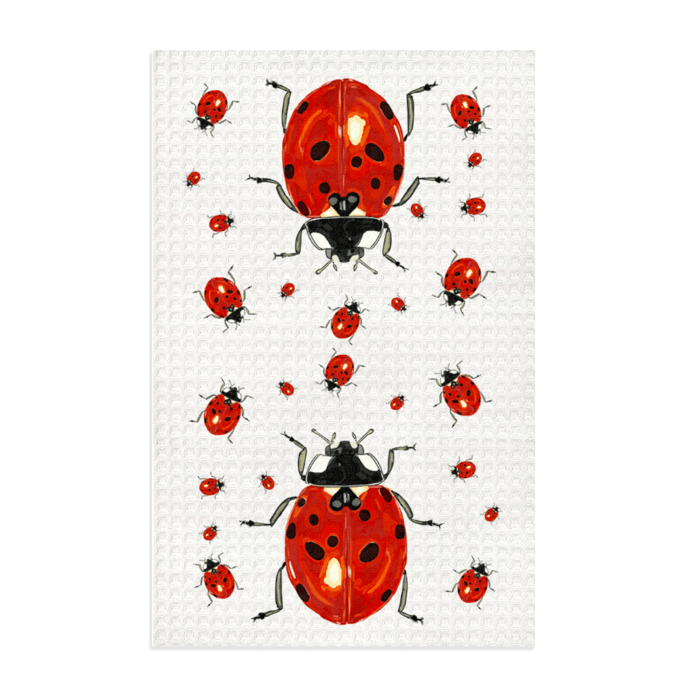 Lady Bug Microfiber Waffle Towel - Blue Cava