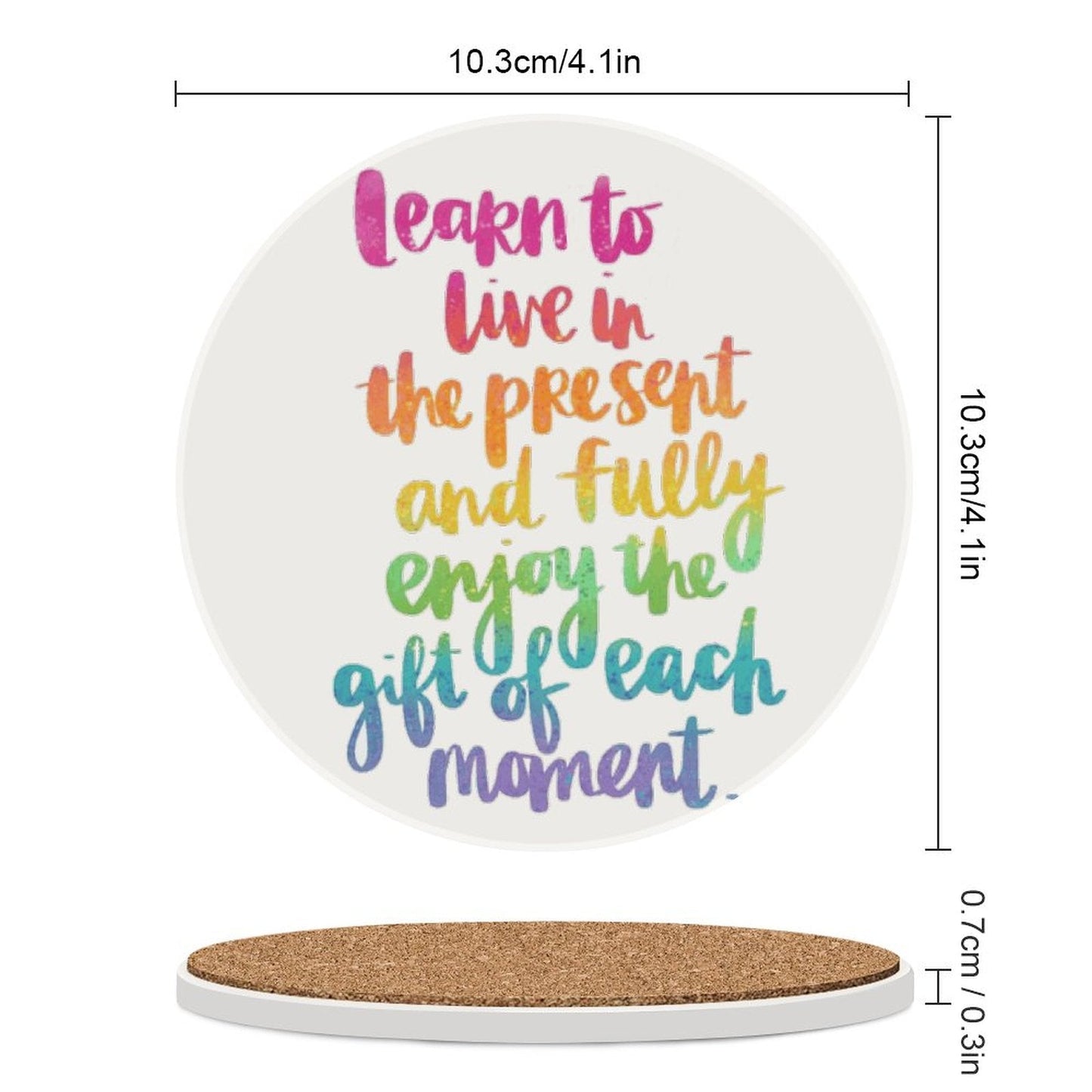 Learn To Live Round Ceramic Coaster Sets - Blue Cava