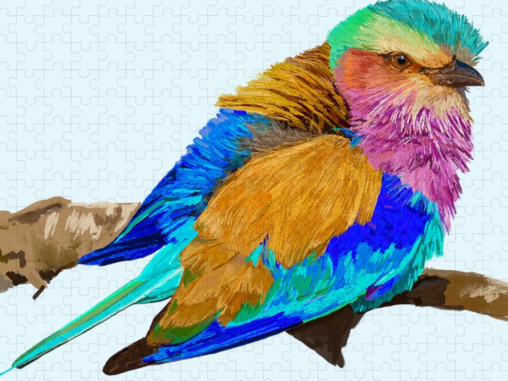 Lilac Breasted Roller Bird - Puzzle - Blue Cava