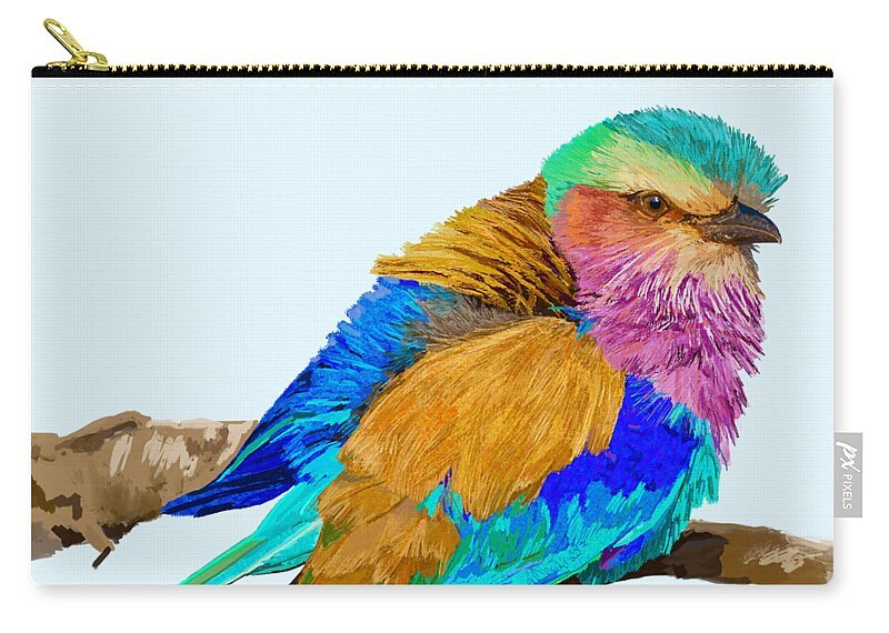 Lilac Breasted Roller Bird - Zip Pouch - Blue Cava