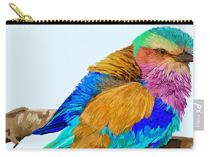 Lilac Breasted Roller Bird - Zip Pouch - Blue Cava