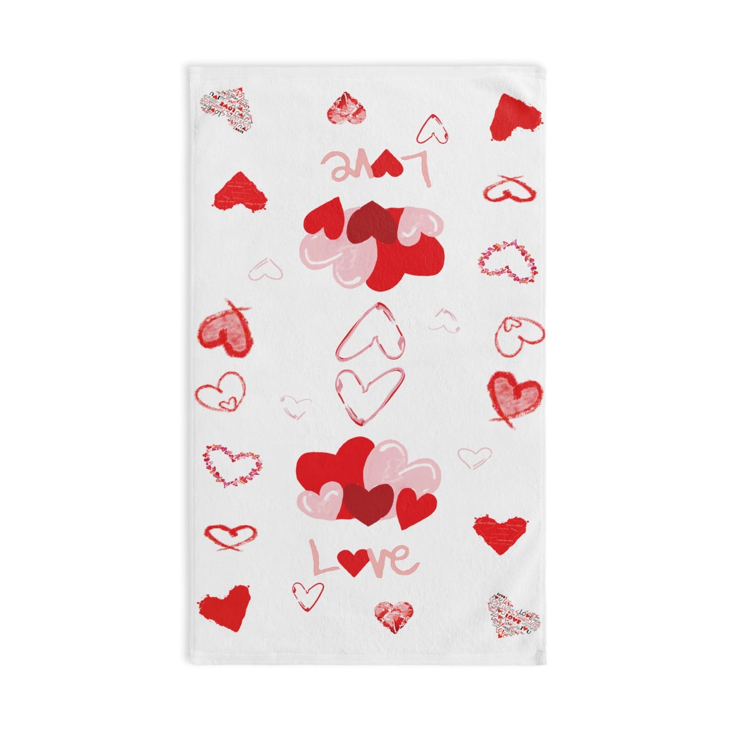 Love Hearts Hand Towel - Blue Cava