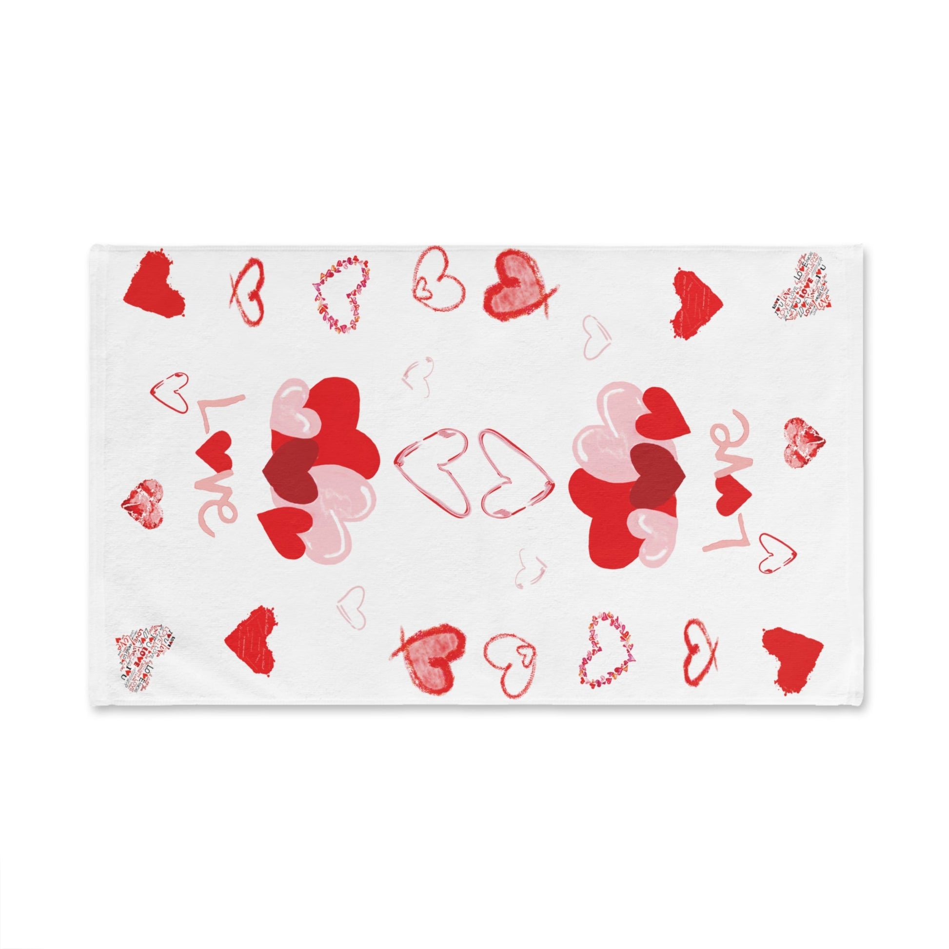 Love Hearts Hand Towel - Blue Cava