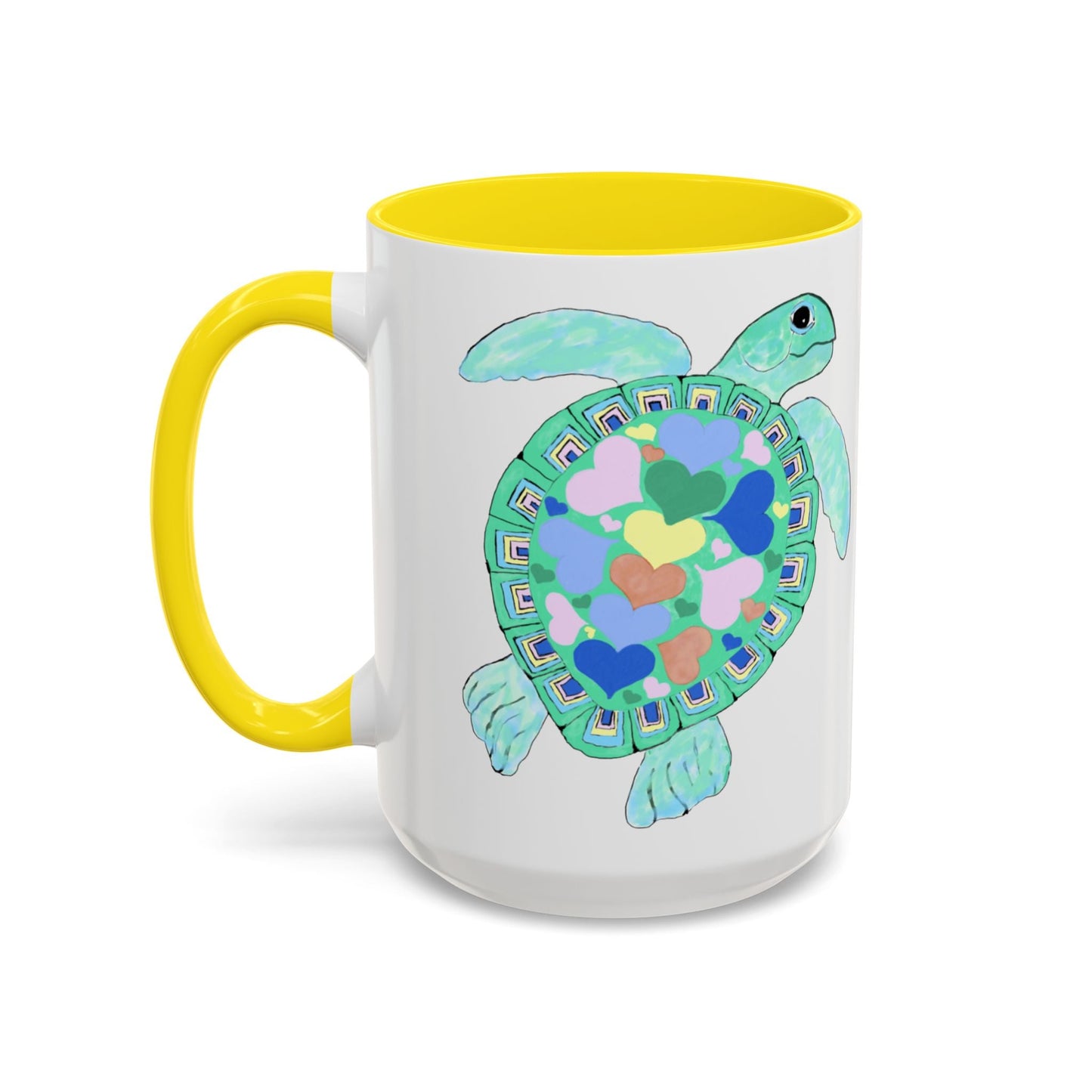 Love Sea Turtle Accent Coffee Mug – 11 & 15oz – Perfect for Beach Lovers and Nature Enthusiasts - Blue Cava