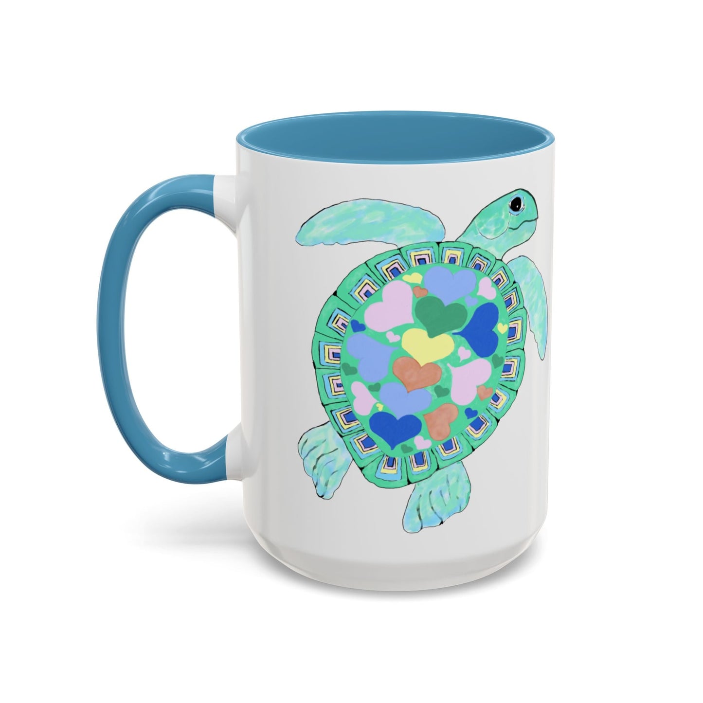 Love Sea Turtle Accent Coffee Mug – 11 & 15oz – Perfect for Beach Lovers and Nature Enthusiasts - Blue Cava