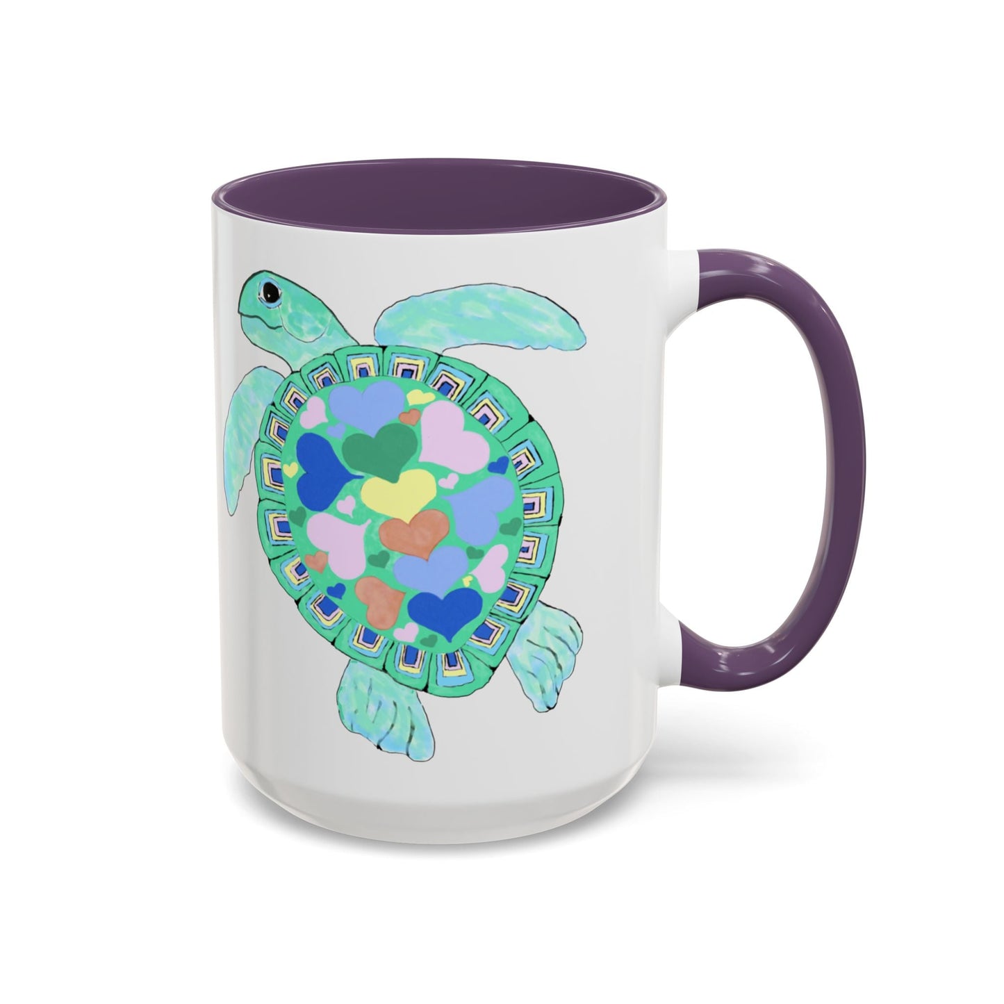 Love Sea Turtle Accent Coffee Mug – 11 & 15oz – Perfect for Beach Lovers and Nature Enthusiasts - Blue Cava