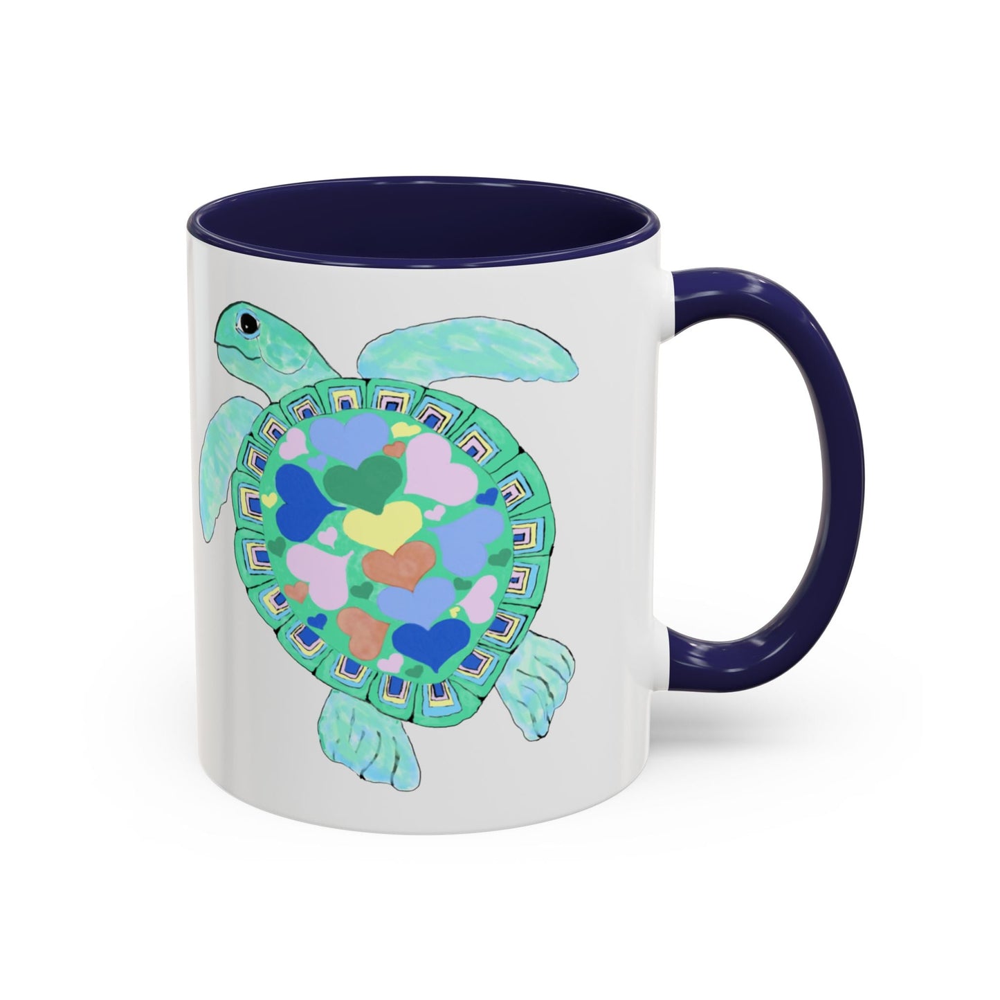 Love Sea Turtle Accent Coffee Mug – 11 & 15oz – Perfect for Beach Lovers and Nature Enthusiasts - Blue Cava