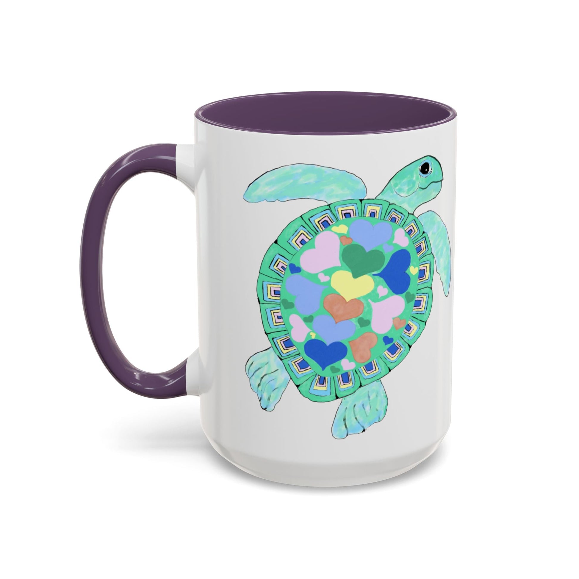 Love Sea Turtle Accent Coffee Mug – 11 & 15oz – Perfect for Beach Lovers and Nature Enthusiasts - Blue Cava