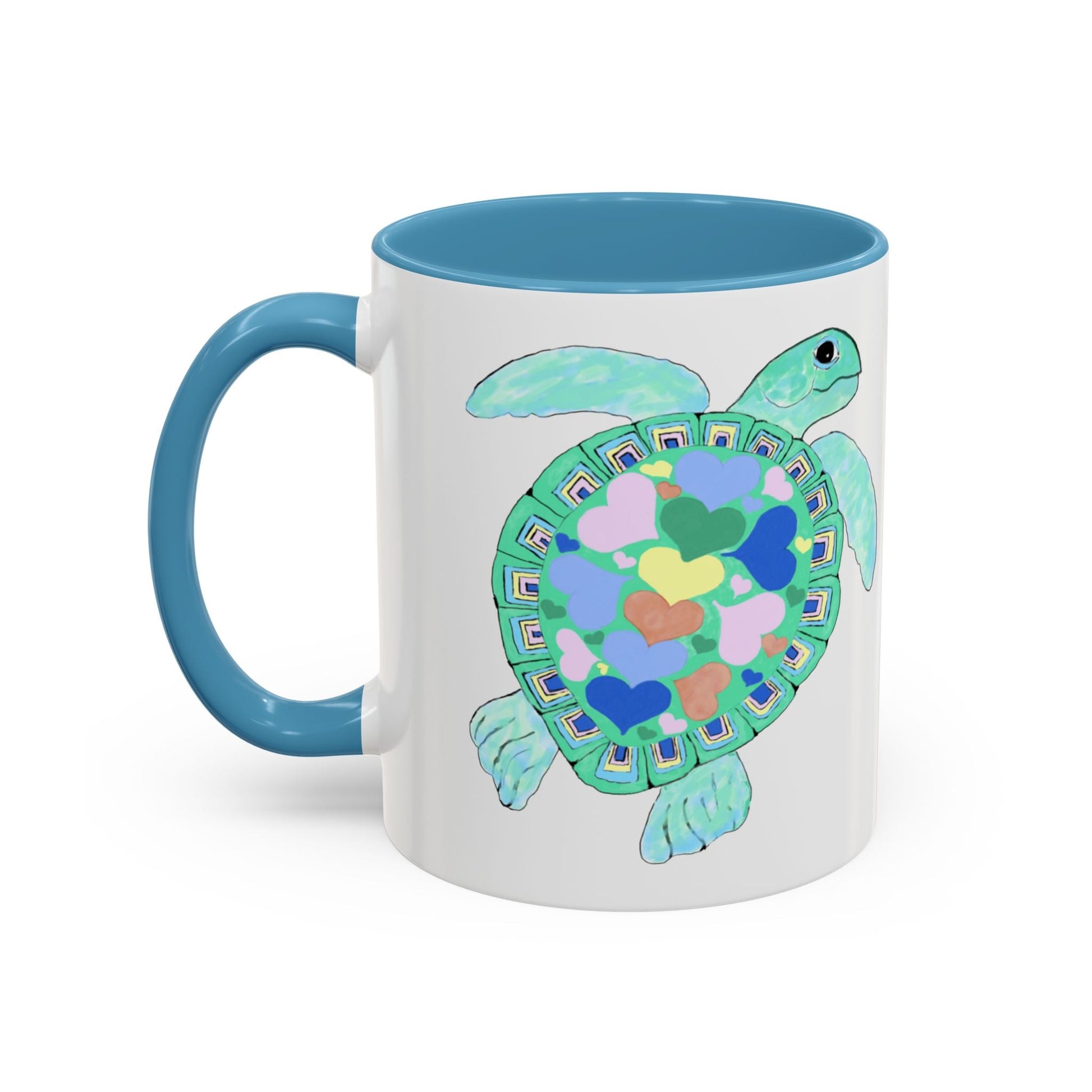 Love Sea Turtle Accent Coffee Mug – 11 & 15oz – Perfect for Beach Lovers and Nature Enthusiasts - Blue Cava