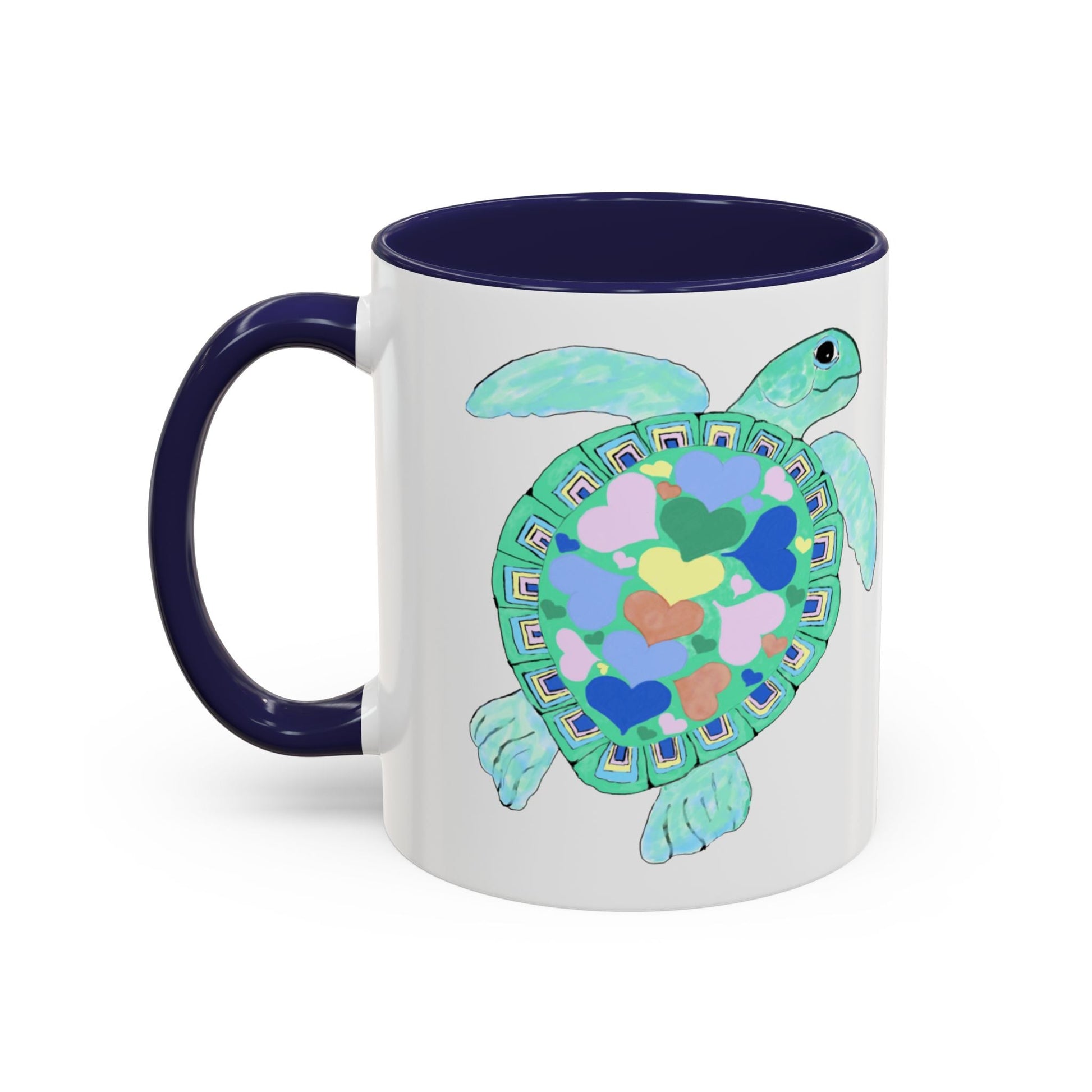 Love Sea Turtle Accent Coffee Mug – 11 & 15oz – Perfect for Beach Lovers and Nature Enthusiasts - Blue Cava