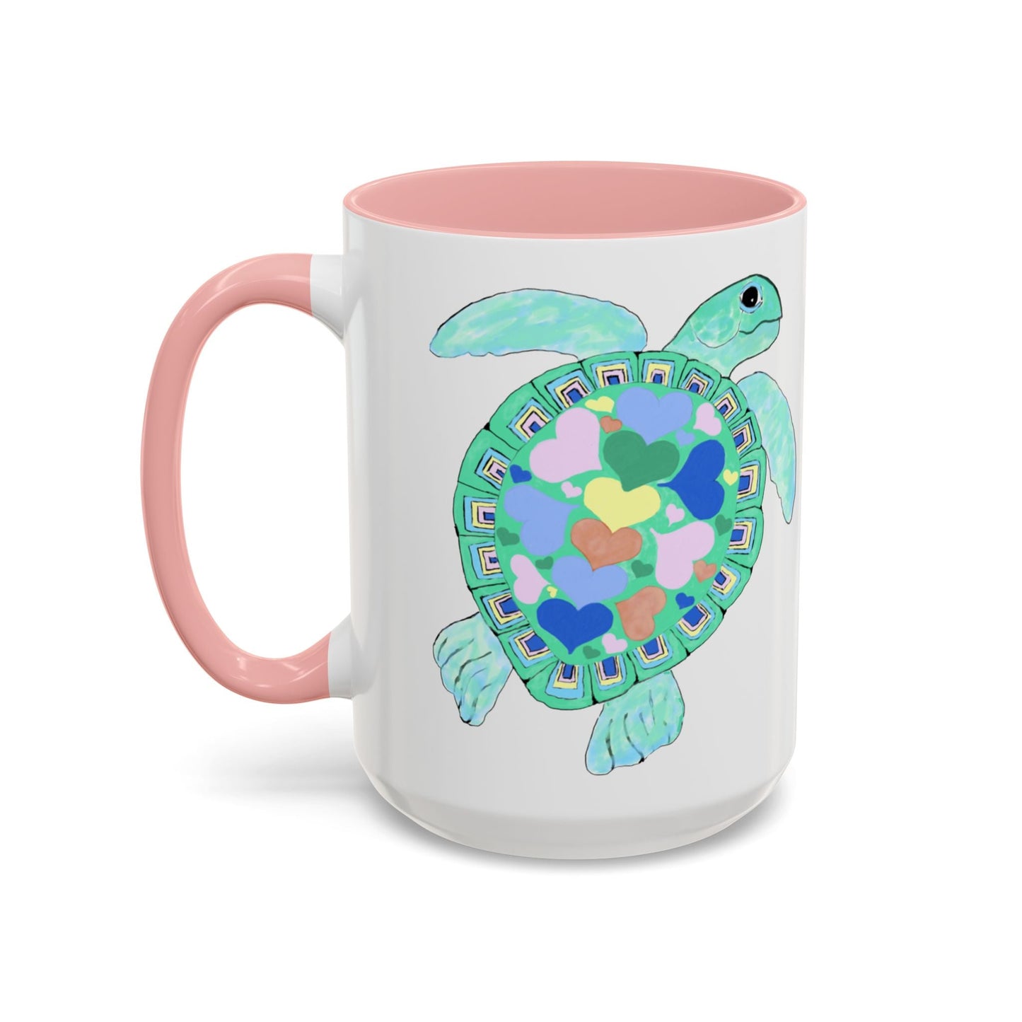 Love Sea Turtle Accent Coffee Mug – 11 & 15oz – Perfect for Beach Lovers and Nature Enthusiasts - Blue Cava