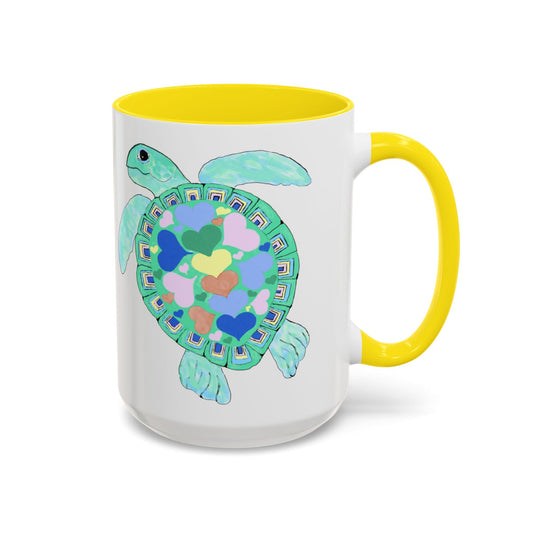 Love Sea Turtle Accent Coffee Mug – 11 & 15oz – Perfect for Beach Lovers and Nature Enthusiasts - Blue Cava