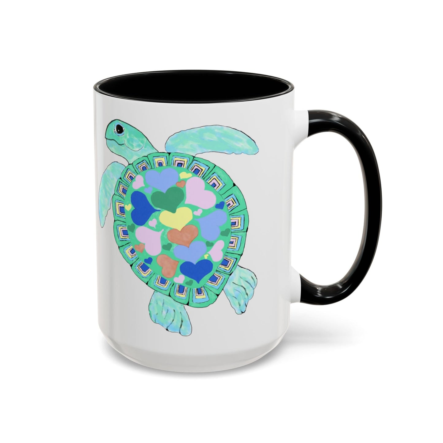 Love Sea Turtle Accent Coffee Mug – 11 & 15oz – Perfect for Beach Lovers and Nature Enthusiasts - Blue Cava