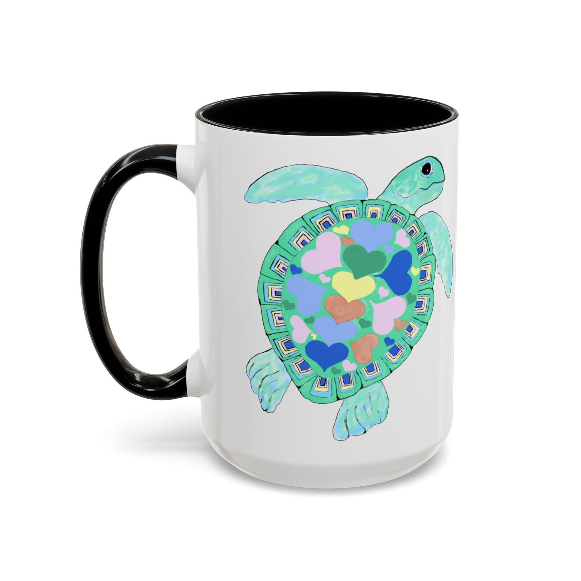 Love Sea Turtle Accent Coffee Mug – 11 & 15oz – Perfect for Beach Lovers and Nature Enthusiasts - Blue Cava