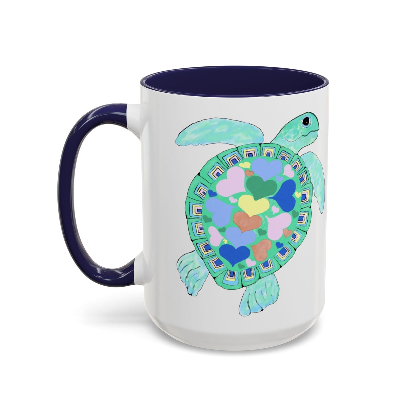 Love Sea Turtle Accent Coffee Mug – 11 & 15oz – Perfect for Beach Lovers and Nature Enthusiasts - Blue Cava