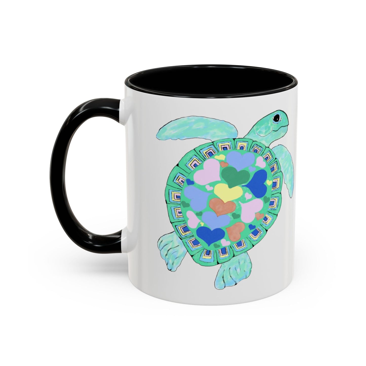 Love Sea Turtle Accent Coffee Mug – 11 & 15oz – Perfect for Beach Lovers and Nature Enthusiasts - Blue Cava