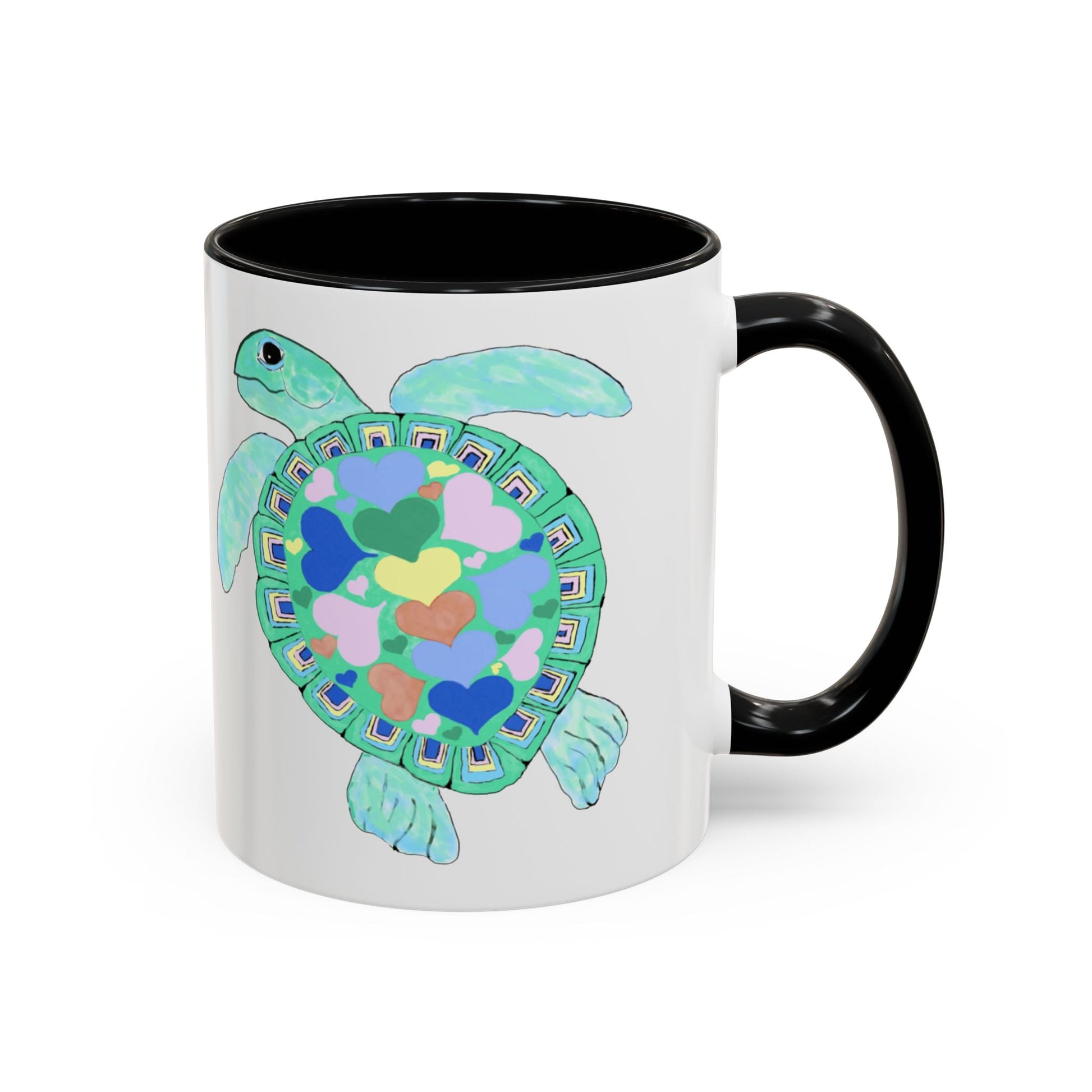 Love Sea Turtle Accent Coffee Mug – 11 & 15oz – Perfect for Beach Lovers and Nature Enthusiasts - Blue Cava