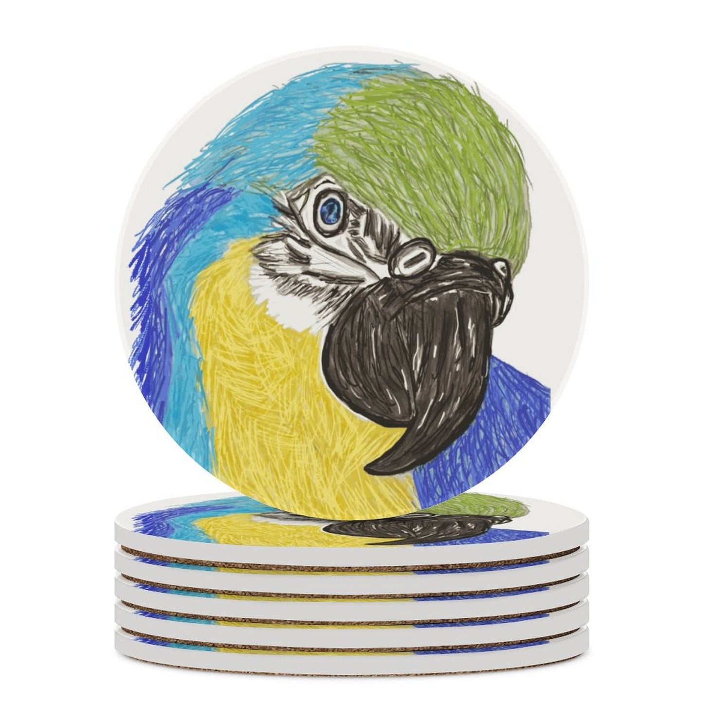 Macaw Ceramic Coaster - Blue Cava