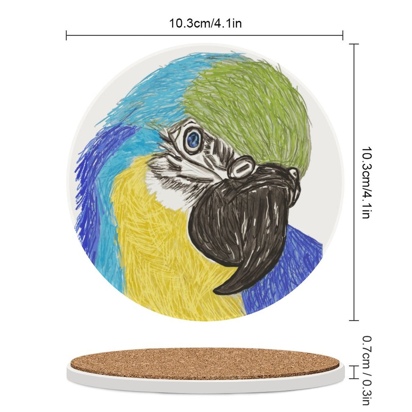 Macaw Ceramic Coaster - Blue Cava