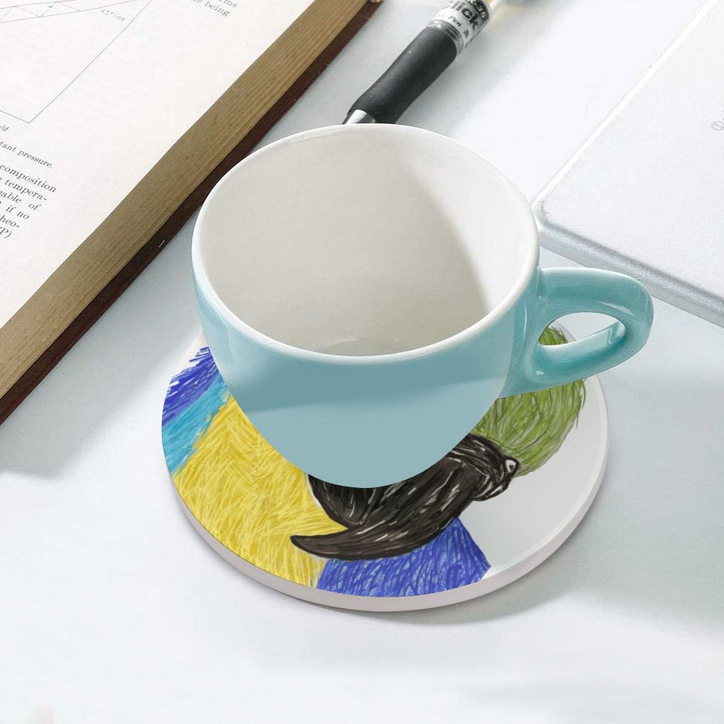 Macaw Ceramic Coaster - Blue Cava