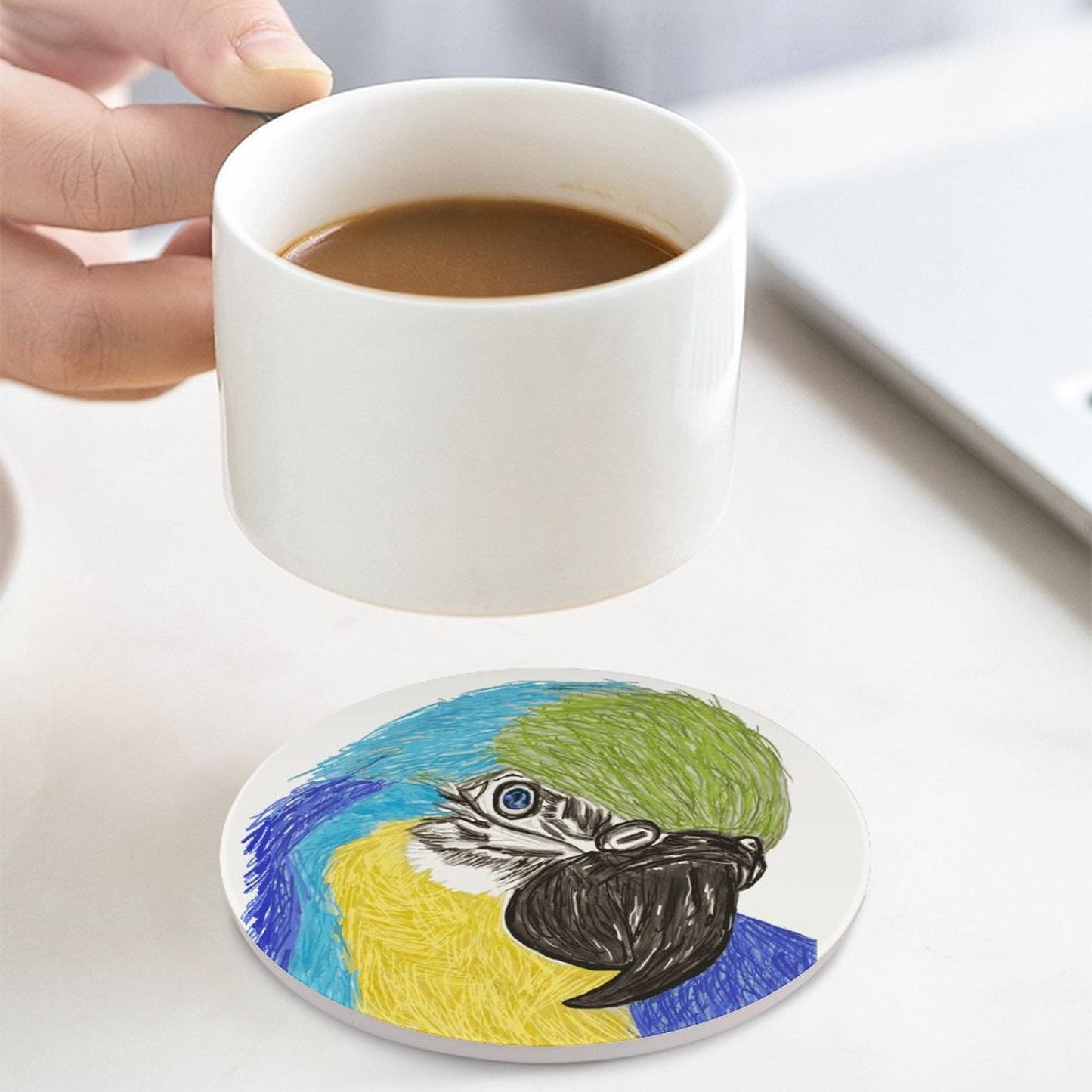 Macaw Ceramic Coaster - Blue Cava