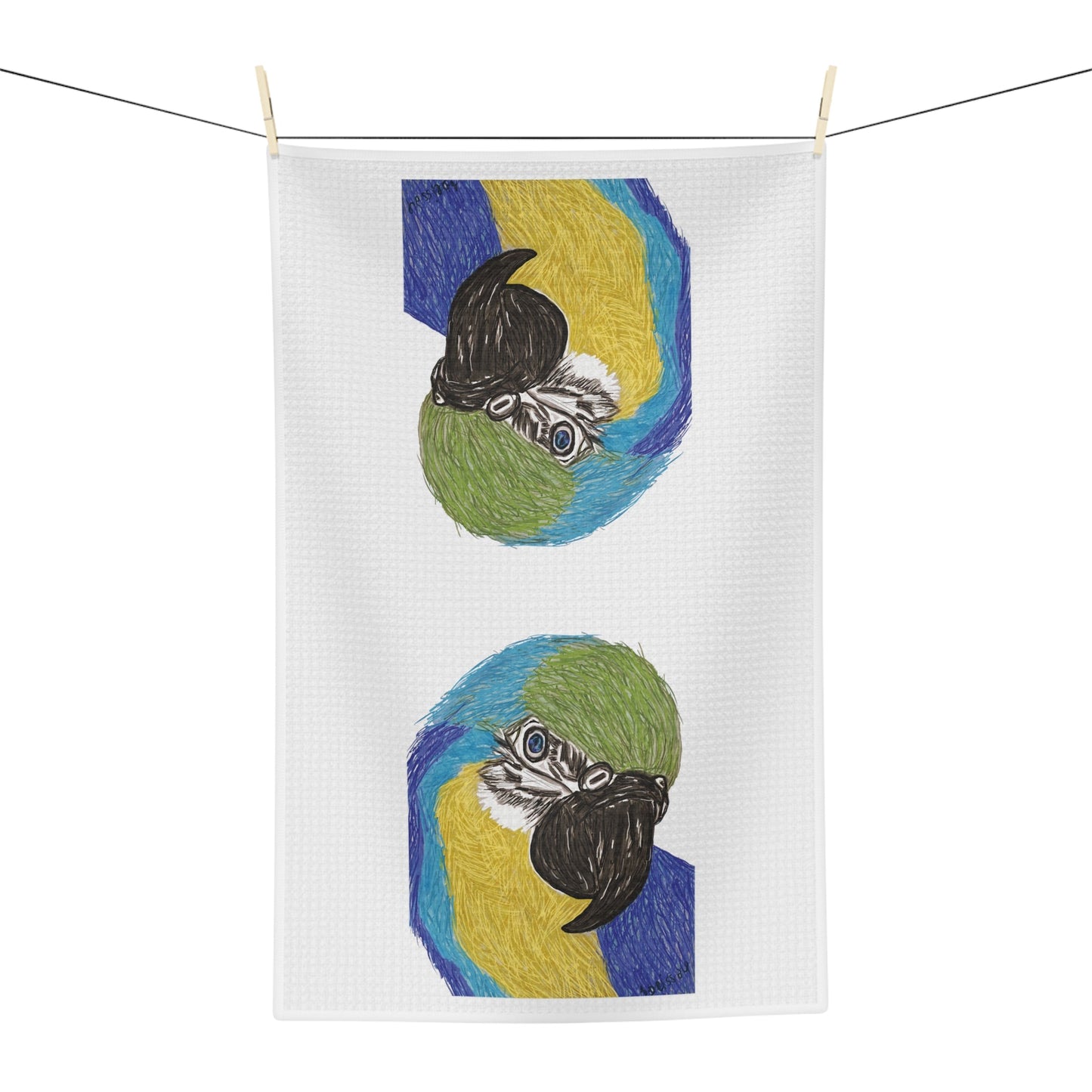 Macaw Microfiber Tea Towel - Blue Cava