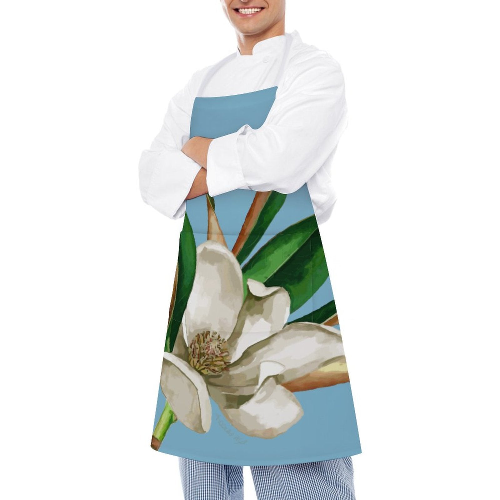 Magnolia Adult Apron with Pocket - Blue Cava