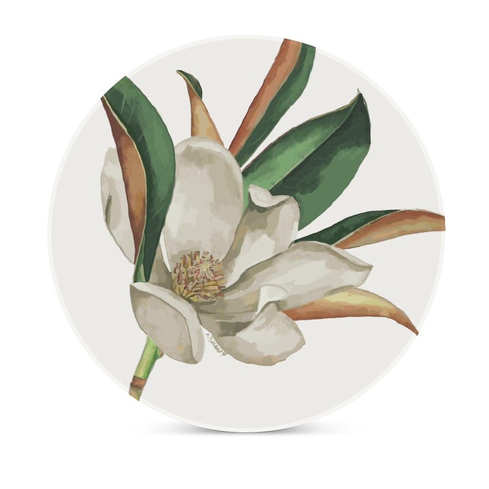 Magnolia Round Ceramic Coaster - Blue Cava