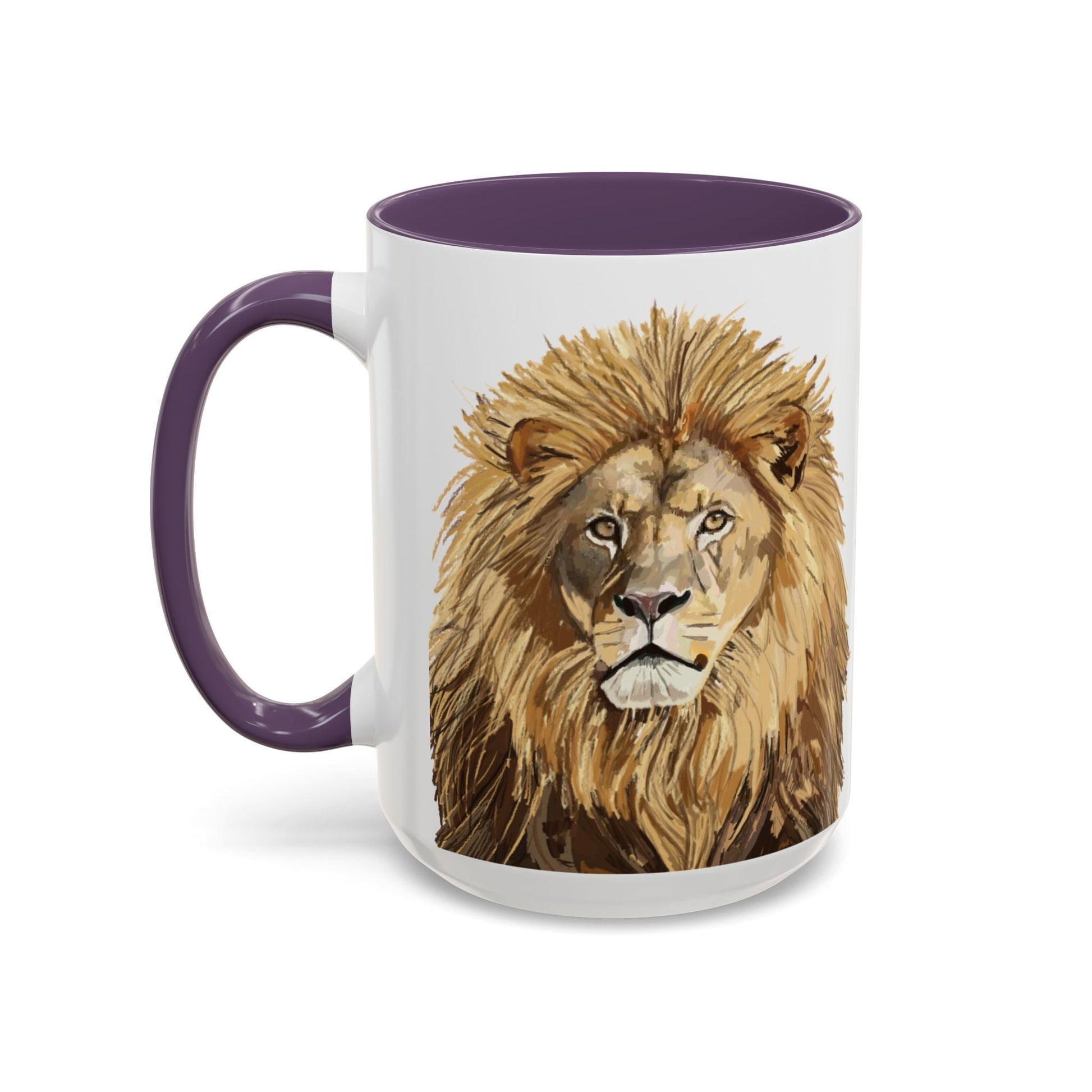 Majestic Lion Accent Coffee Mug - 11oz & 15oz | Perfect Gift for Animal Lovers | Bold, Stylish Design - Blue Cava