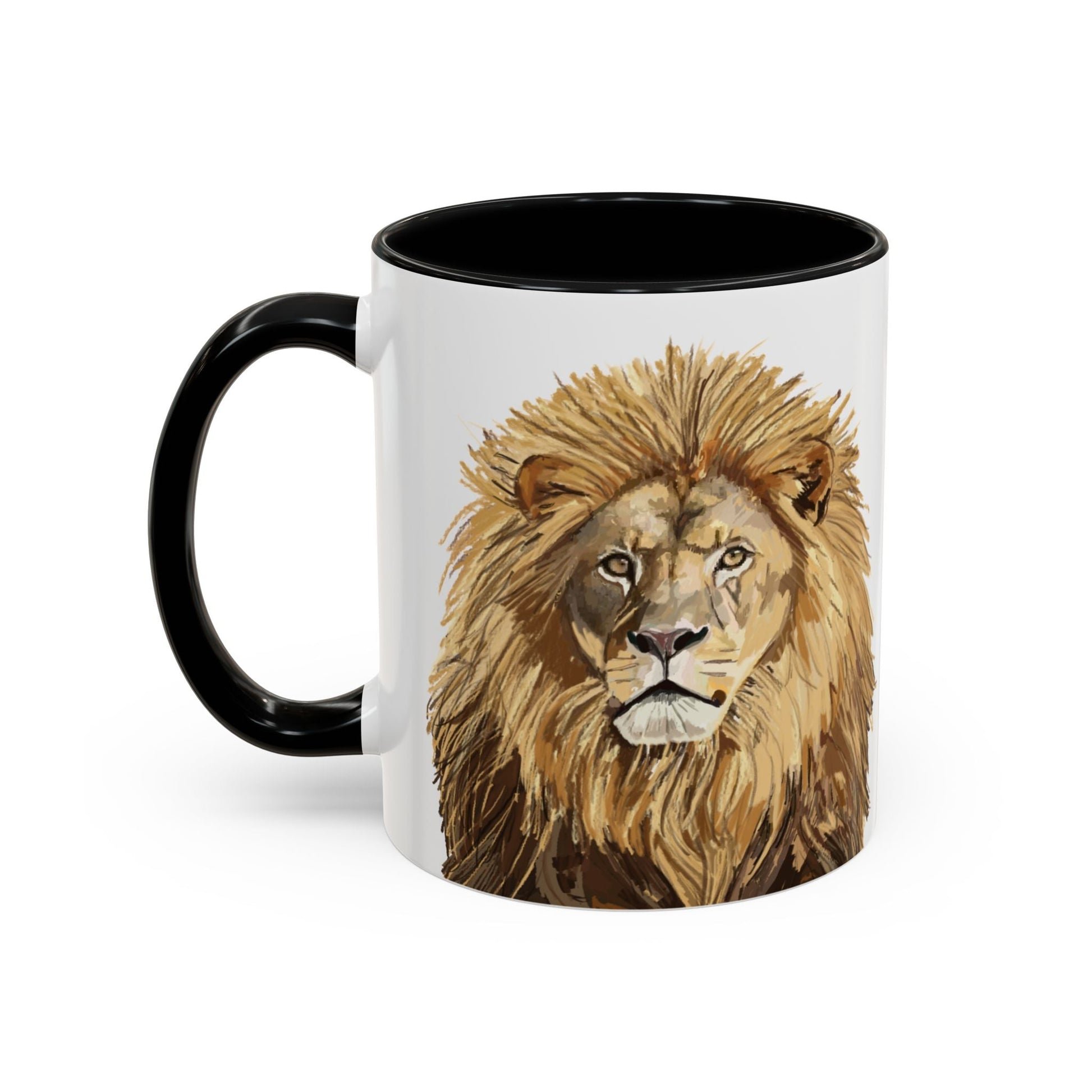 Majestic Lion Accent Coffee Mug - 11oz & 15oz | Perfect Gift for Animal Lovers | Bold, Stylish Design - Blue Cava