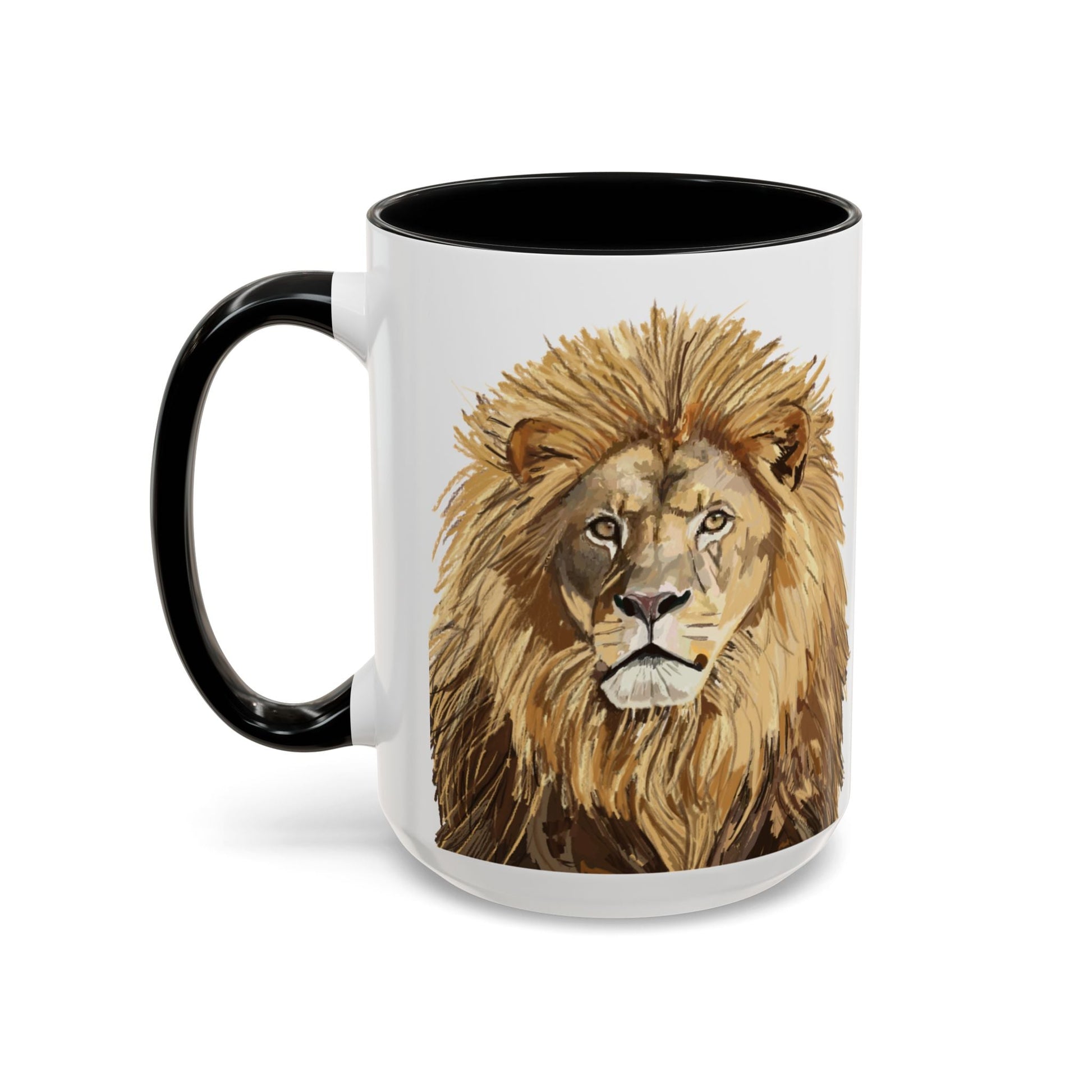 Majestic Lion Accent Coffee Mug - 11oz & 15oz | Perfect Gift for Animal Lovers | Bold, Stylish Design - Blue Cava