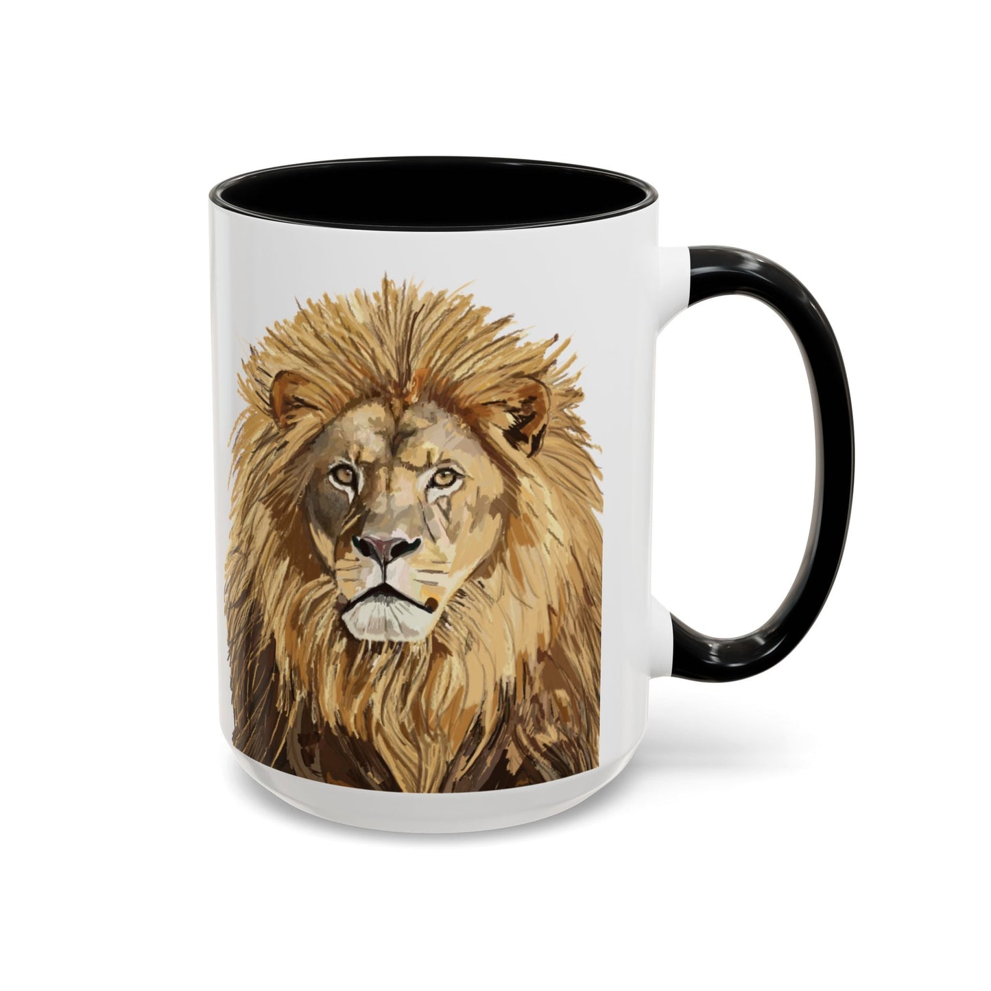 Majestic Lion Accent Coffee Mug - 11oz & 15oz | Perfect Gift for Animal Lovers | Bold, Stylish Design - Blue Cava