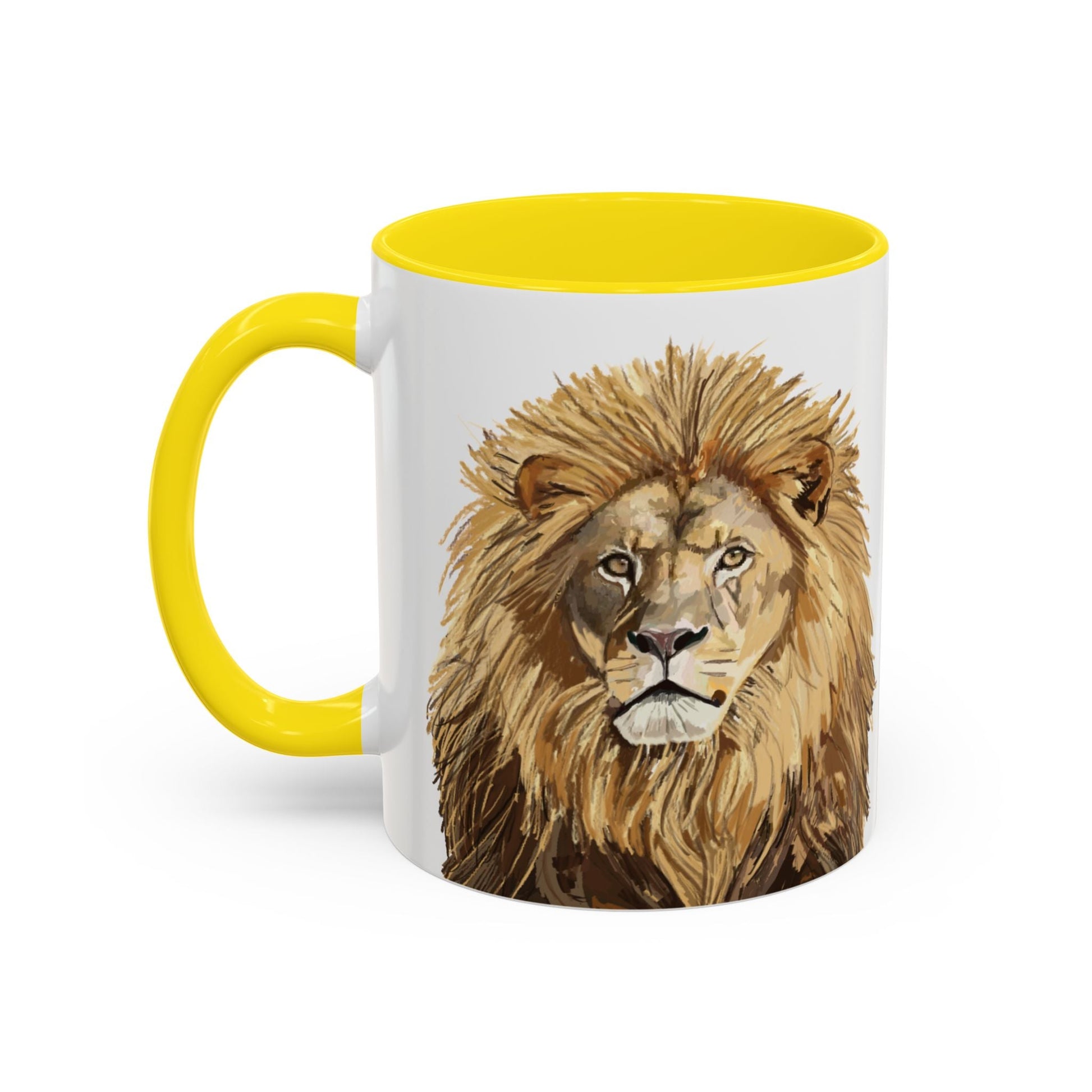 Majestic Lion Accent Coffee Mug - 11oz & 15oz | Perfect Gift for Animal Lovers | Bold, Stylish Design - Blue Cava