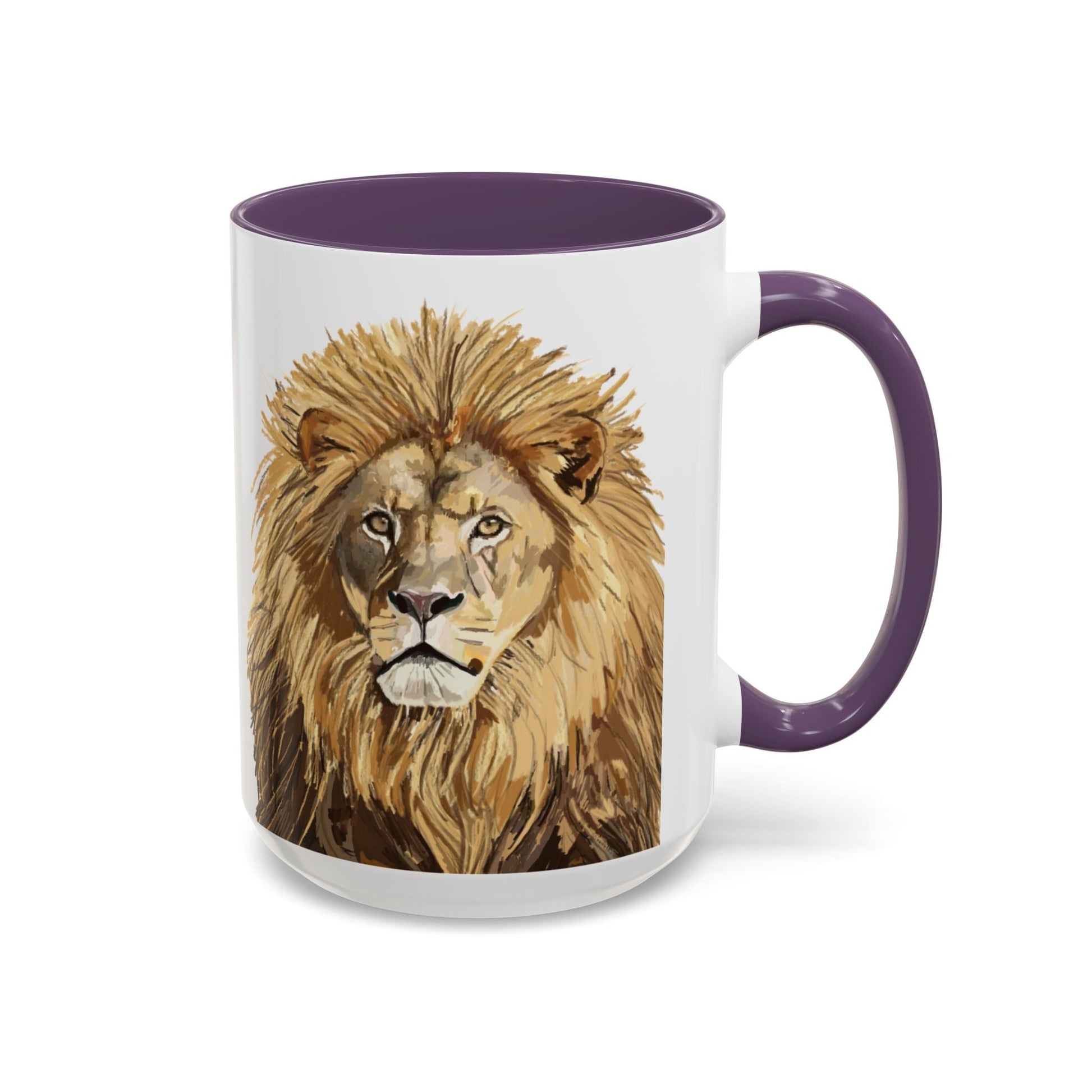 Majestic Lion Accent Coffee Mug - 11oz & 15oz | Perfect Gift for Animal Lovers | Bold, Stylish Design - Blue Cava