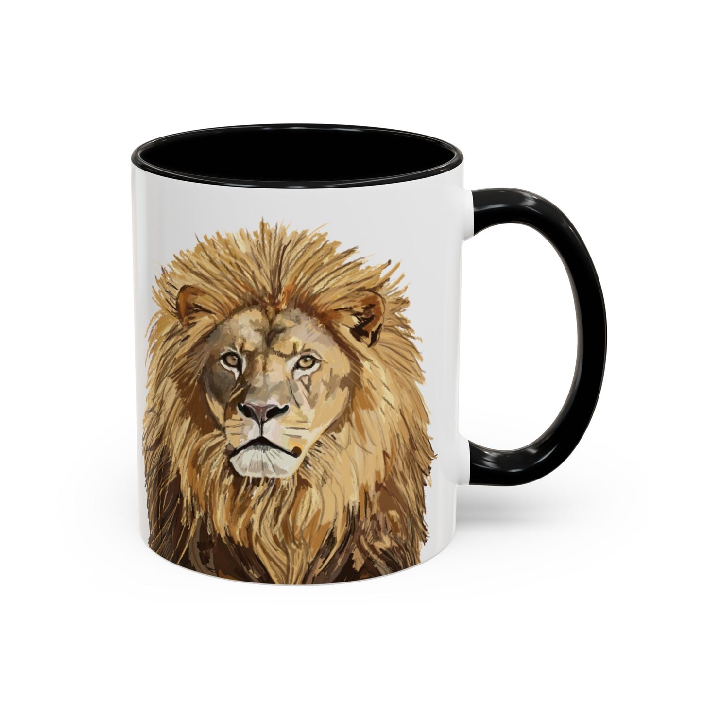 Majestic Lion Accent Coffee Mug - 11oz & 15oz | Perfect Gift for Animal Lovers | Bold, Stylish Design - Blue Cava