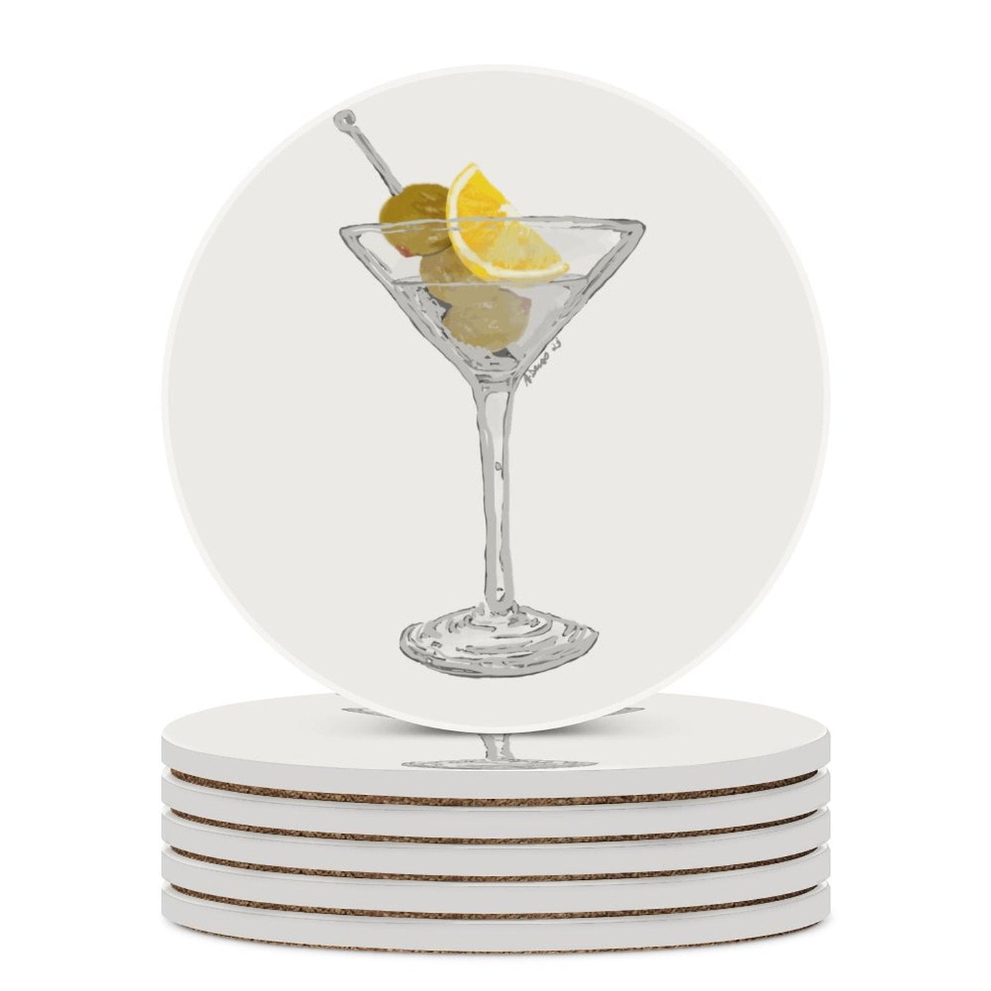 Martini Ceramic Coaster - Blue Cava