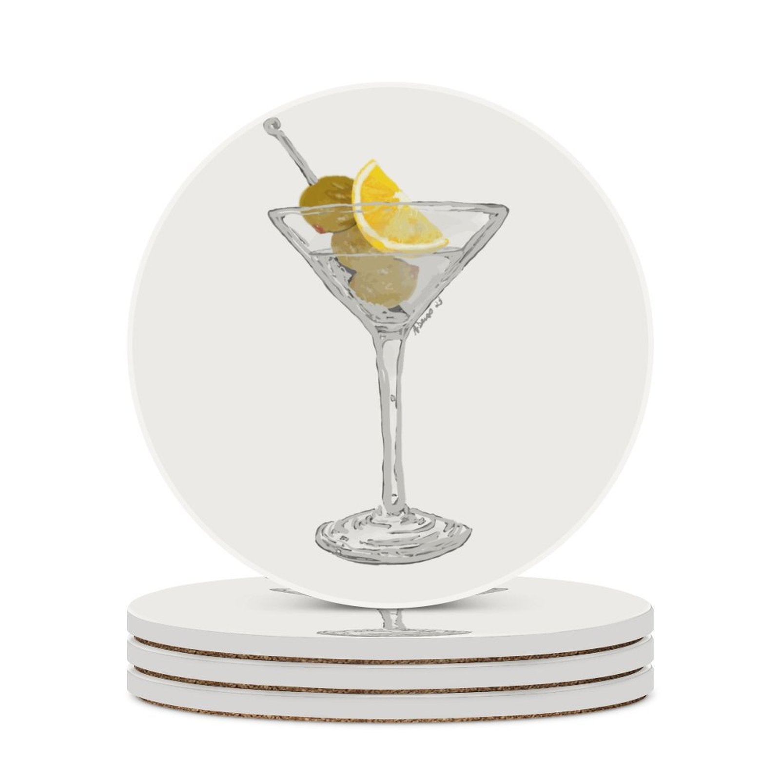 Martini Ceramic Coaster - Blue Cava