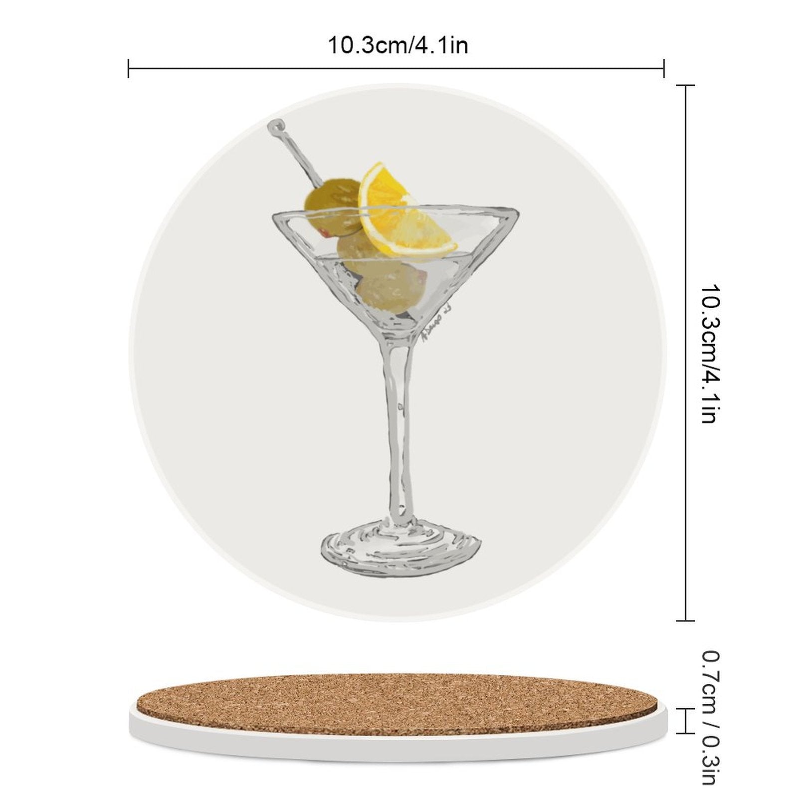 Martini Ceramic Coaster - Blue Cava