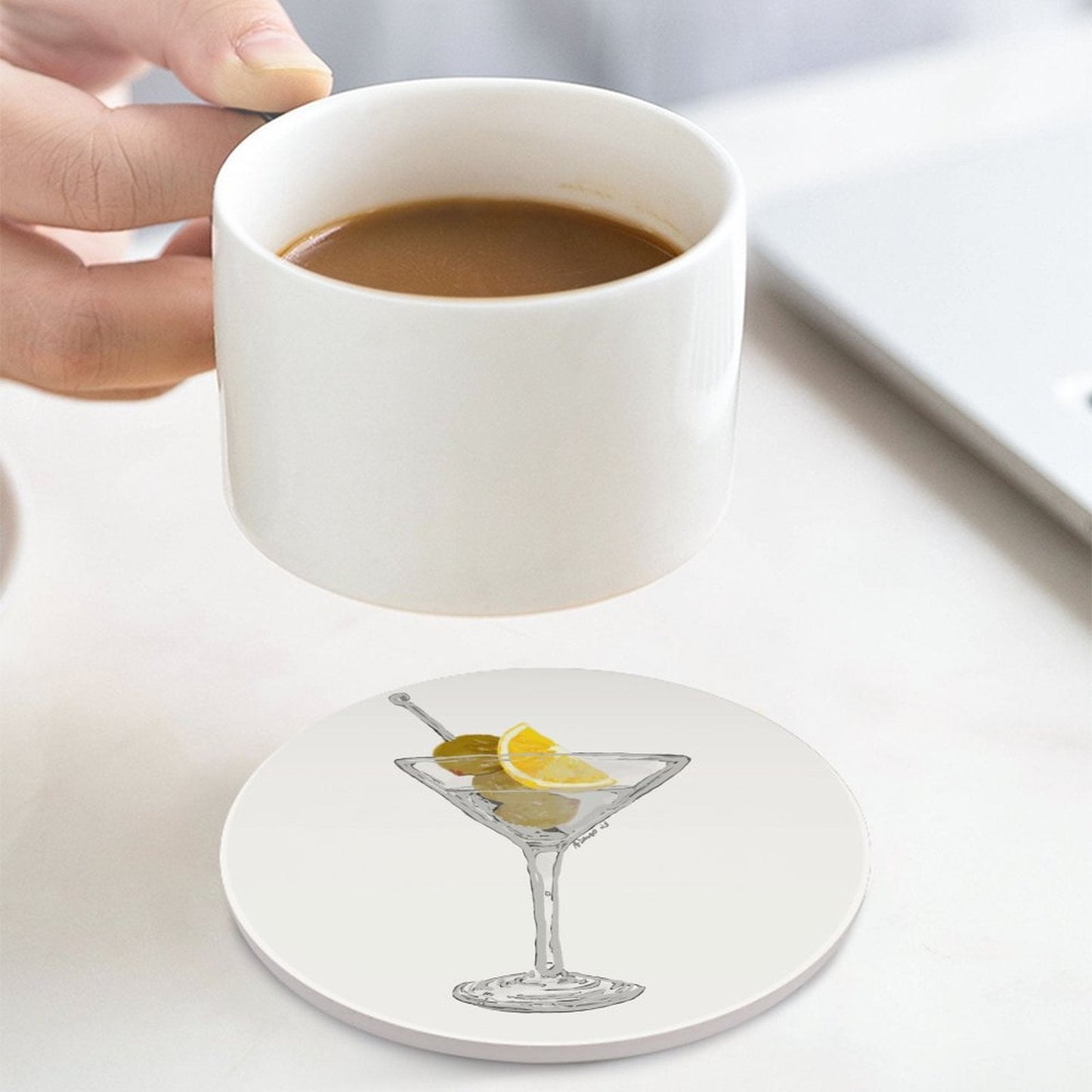 Martini Ceramic Coaster - Blue Cava