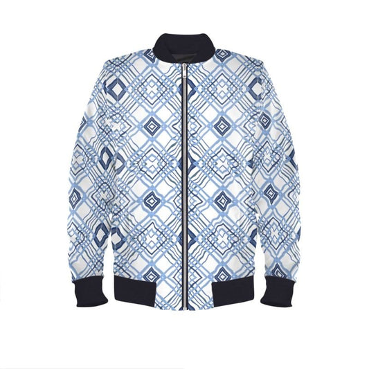 Mens Blue Strip Bomber Jacket - Blue Cava