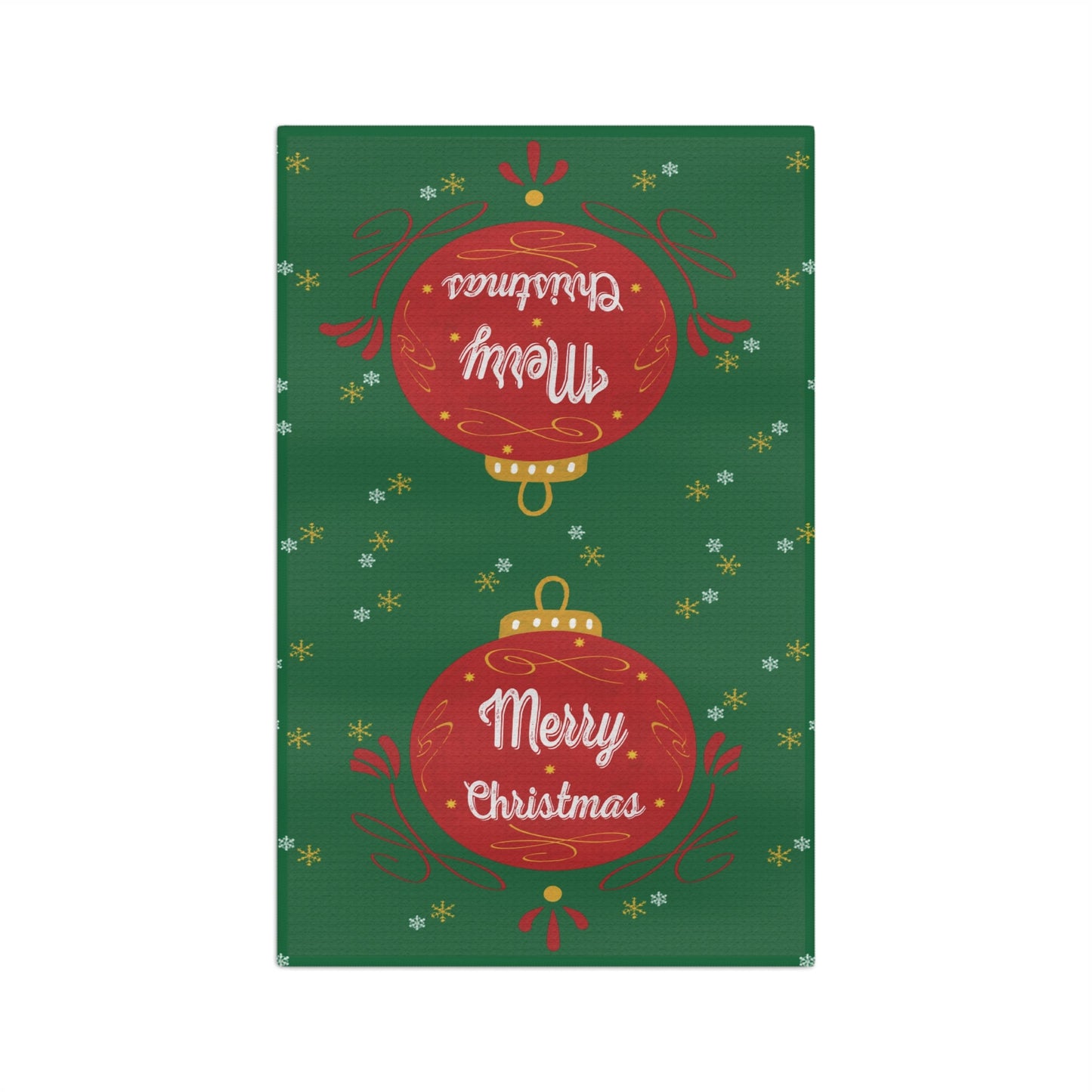 Merry Christmas Ornament Microfiber Waffle Towel - Blue Cava