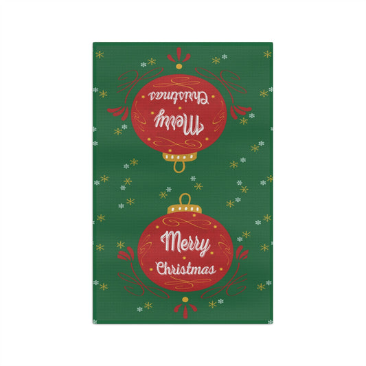 Merry Christmas Ornament Microfiber Waffle Towel - Blue Cava