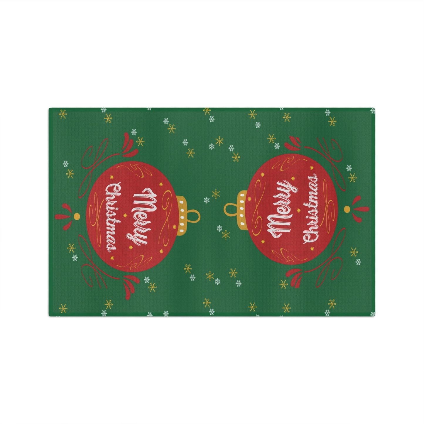 Merry Christmas Ornament Microfiber Waffle Towel - Blue Cava