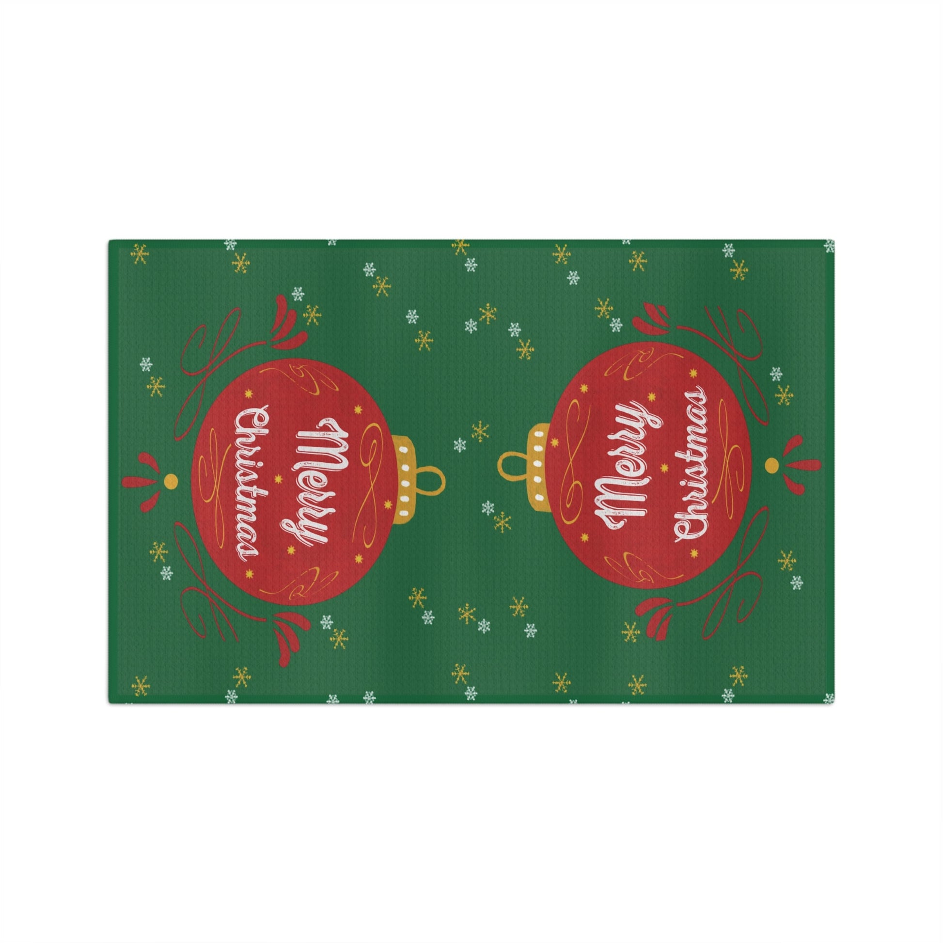 Merry Christmas Ornament Microfiber Waffle Towel - Blue Cava