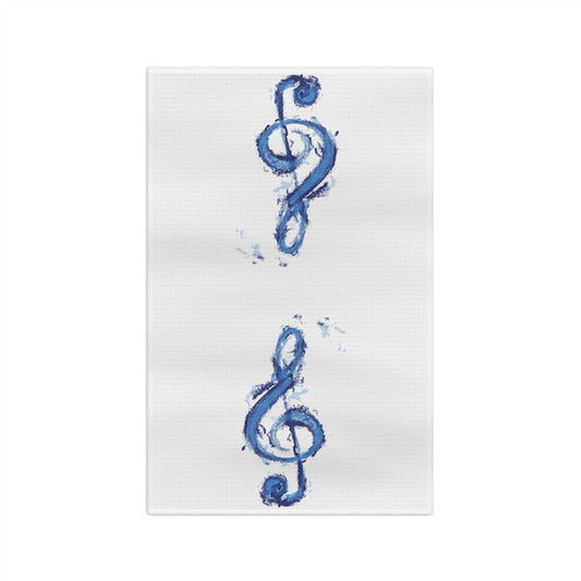 Music Note Microfiber Tea Towel - Blue Cava