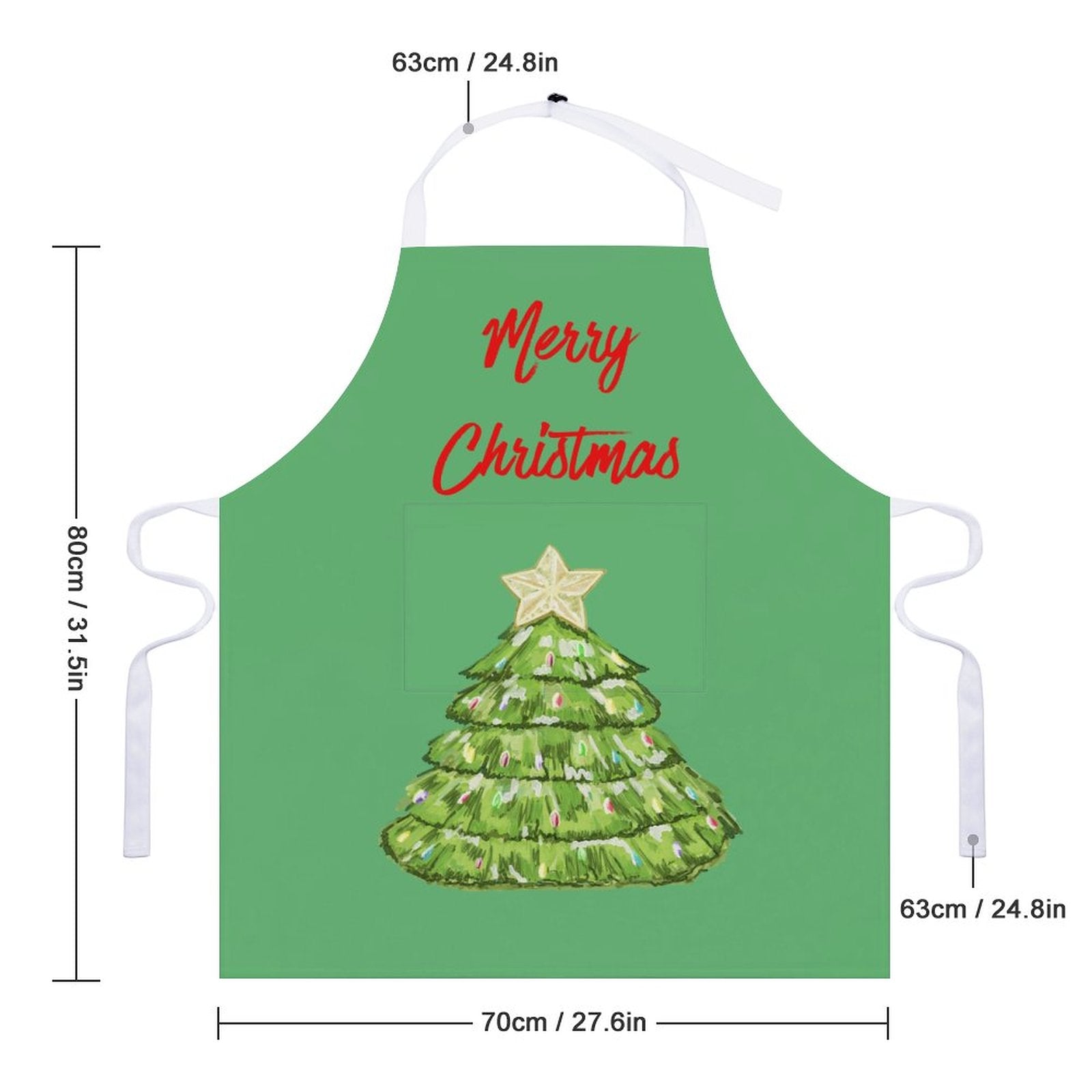 Nostalgic Christmas Tree Apron With Pocket - Blue Cava