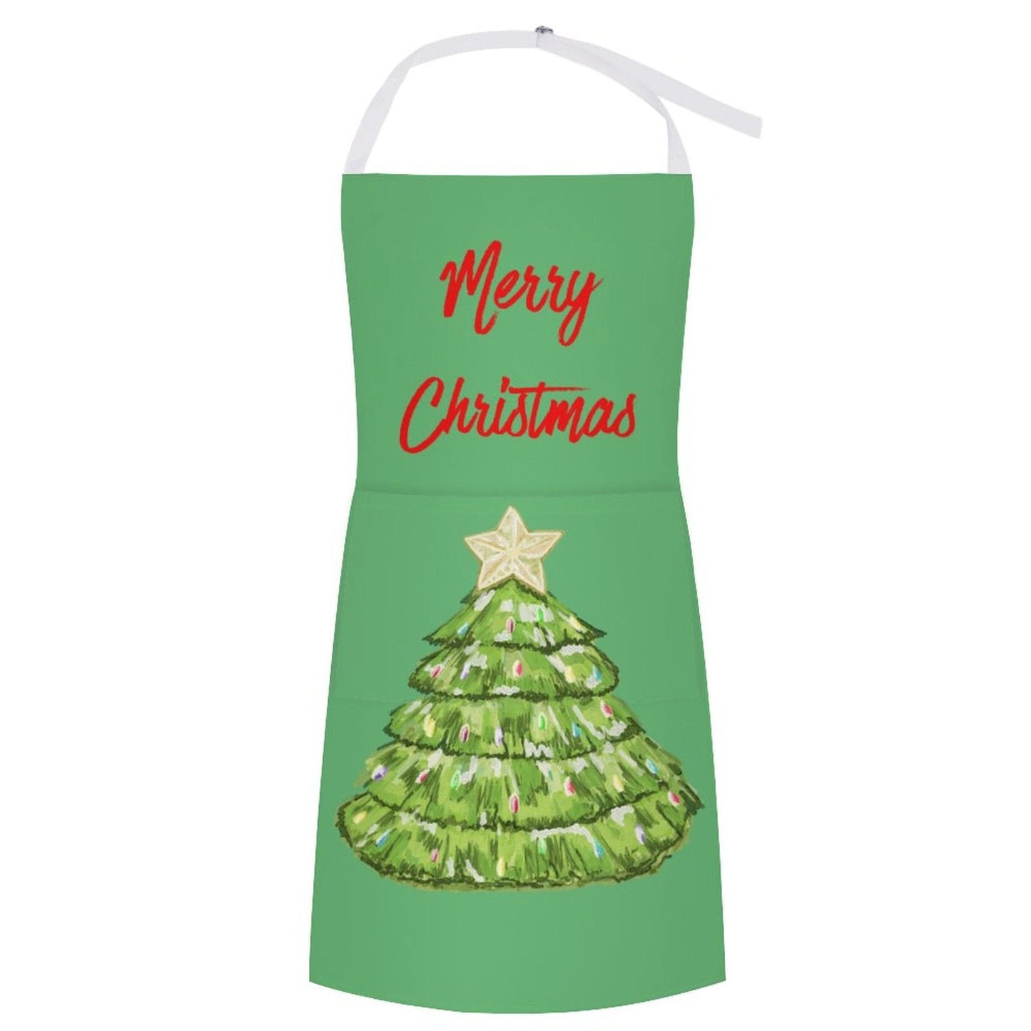 Nostalgic Christmas Tree Apron With Pocket - Blue Cava