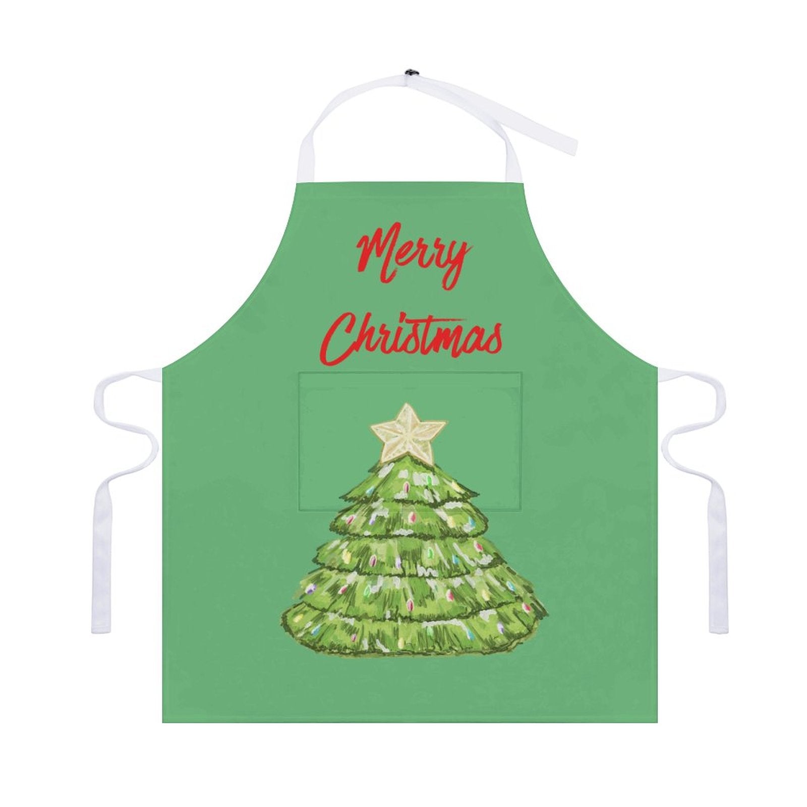 Nostalgic Christmas Tree Apron With Pocket - Blue Cava