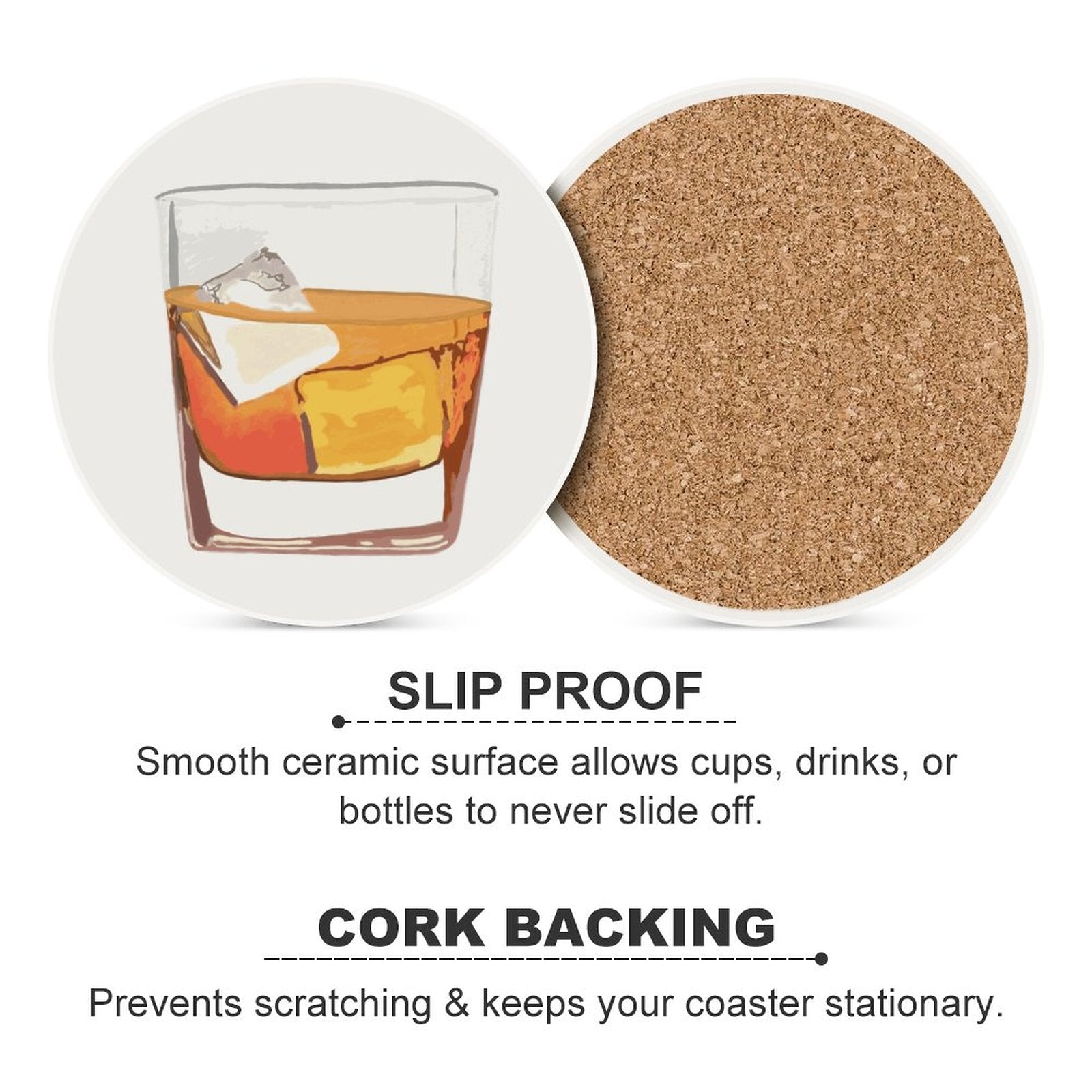 On the Rocks Cocktail Ceramic Coaster - Blue Cava